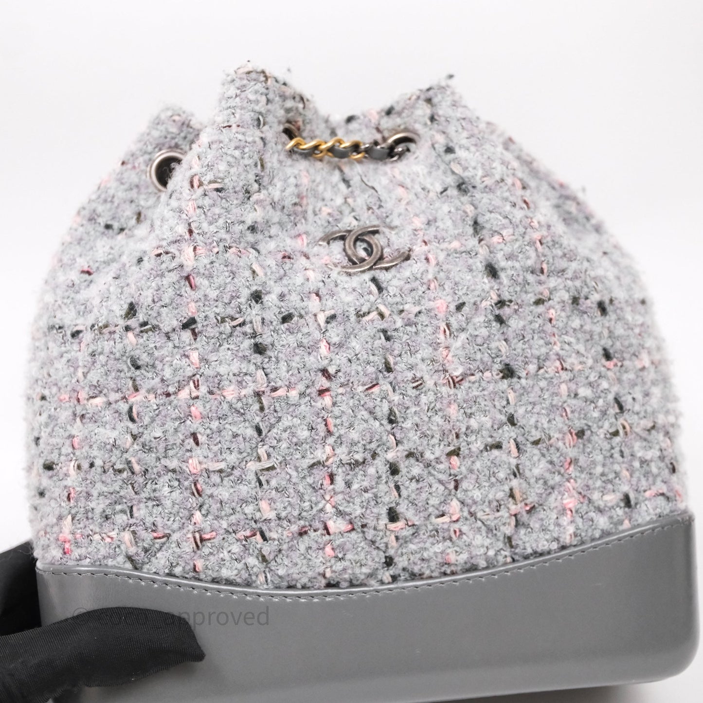 Chanel Gabrielle Small Backpack Grey Tweed Aged Calfskin