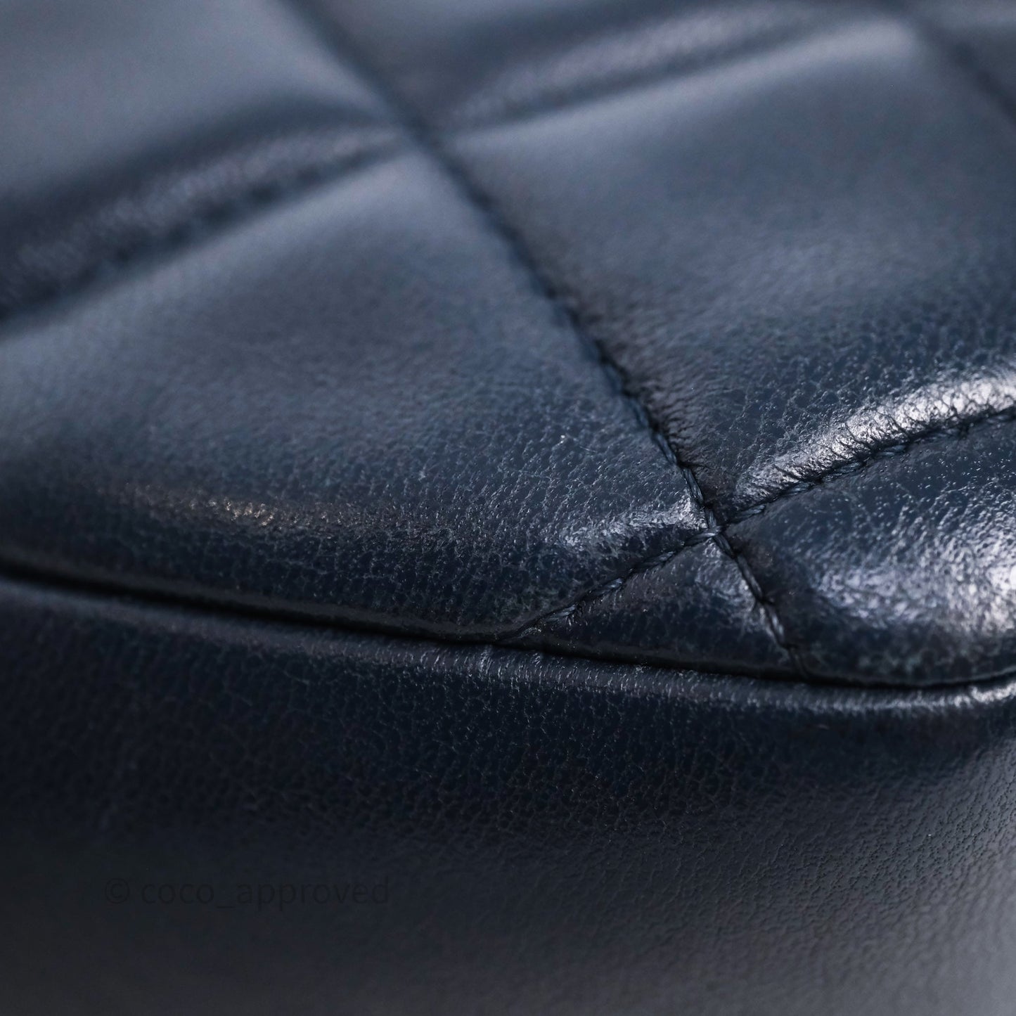 Chanel CC Camera Bag Quilted Navy Lambskin Aged Gold Hardware