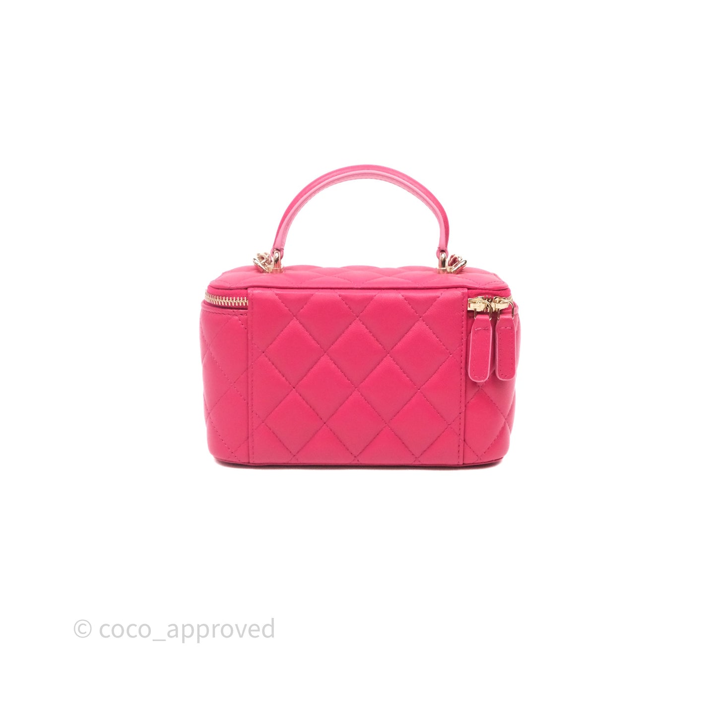 Chanel Vanity Rectangular Top Handle Pink Lambskin Gold Hardware