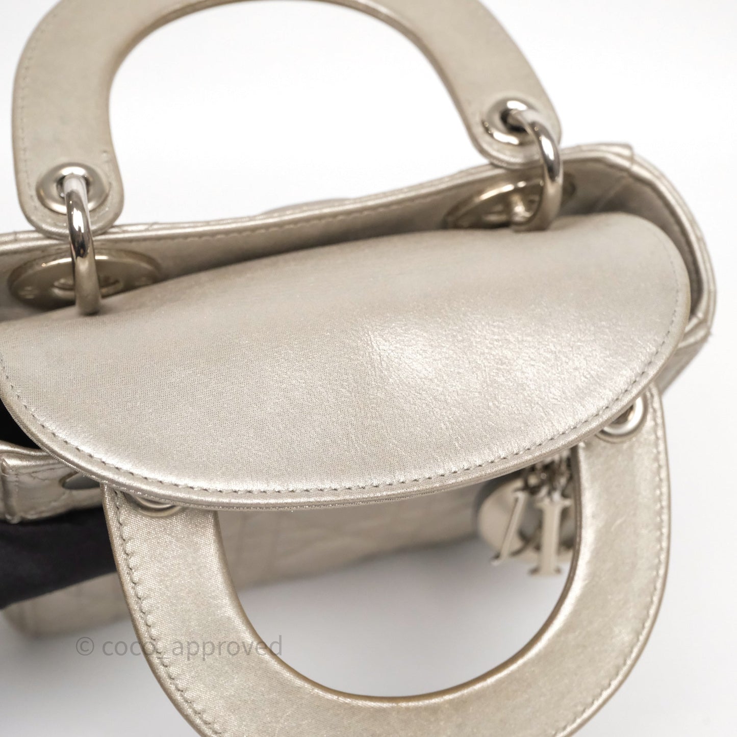 Christian Dior Mini Lady Dior Metallic Silver Nubuck Silver Hardware
