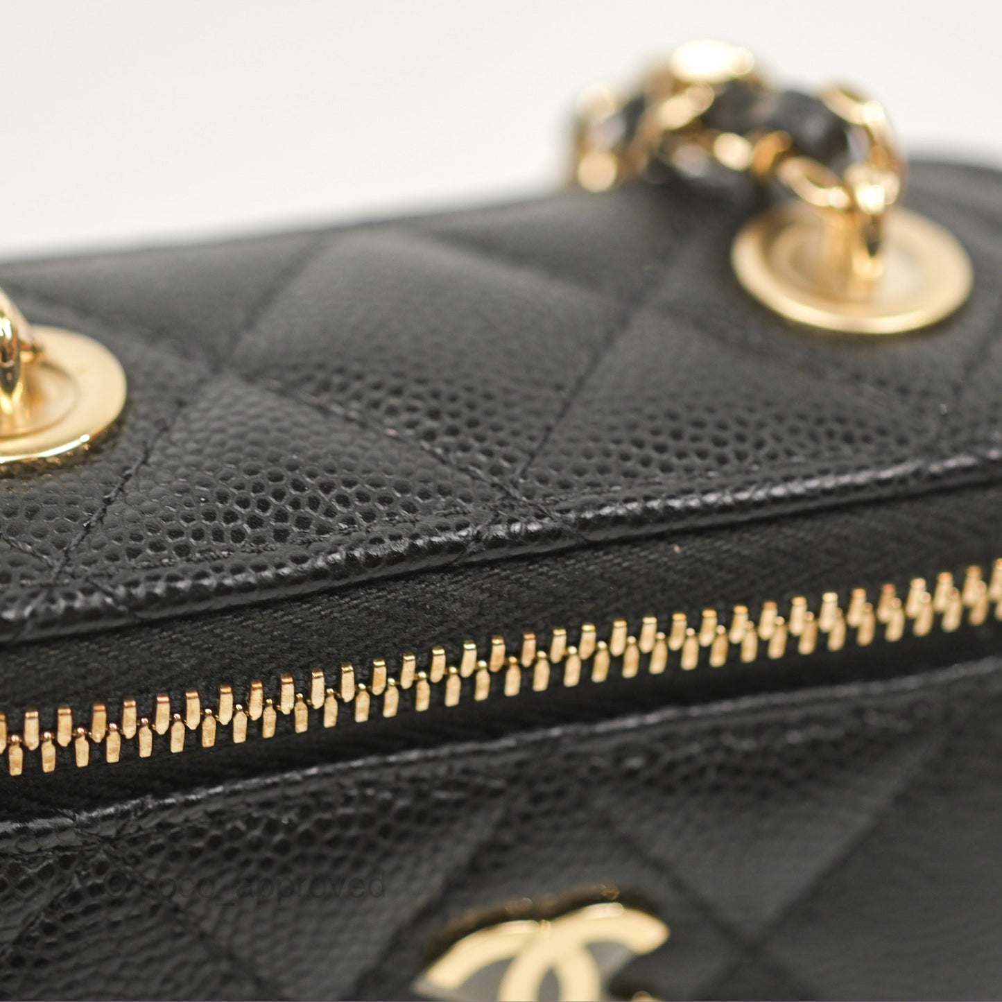 Chanel Classic Mini Vanity With Chain Black Caviar Gold Hardware