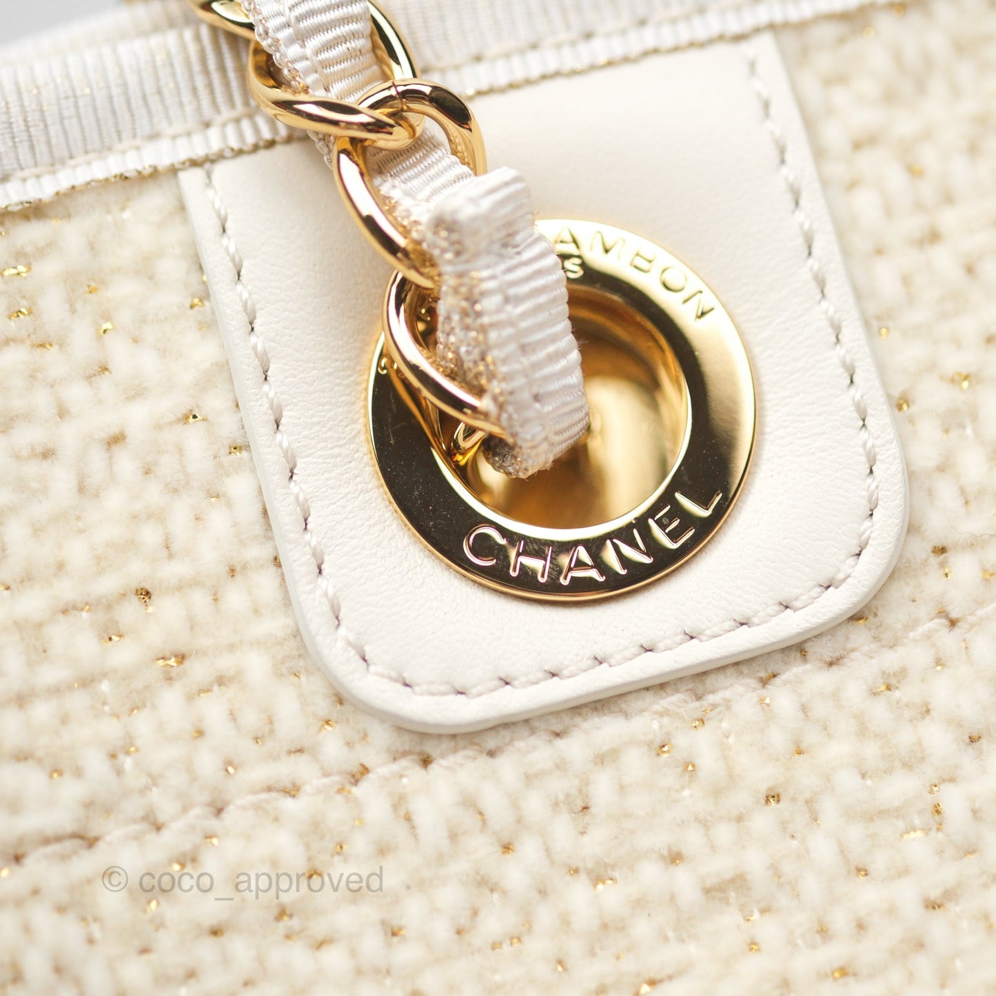 Chanel Medium Deauville Tote Ivory Lurex Boucle 19A