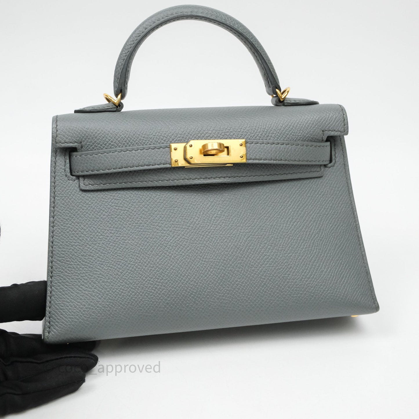 Hermès Mini Kelly Vert Amande 63 Epsom Gold Hardware