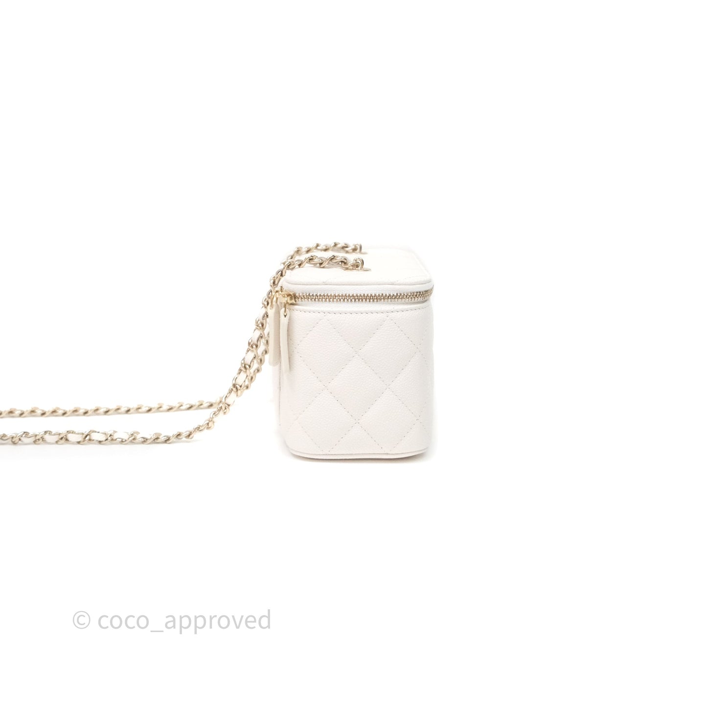 Chanel Classic Vanity Rectangular with Chain White Caviar Gold Hardware