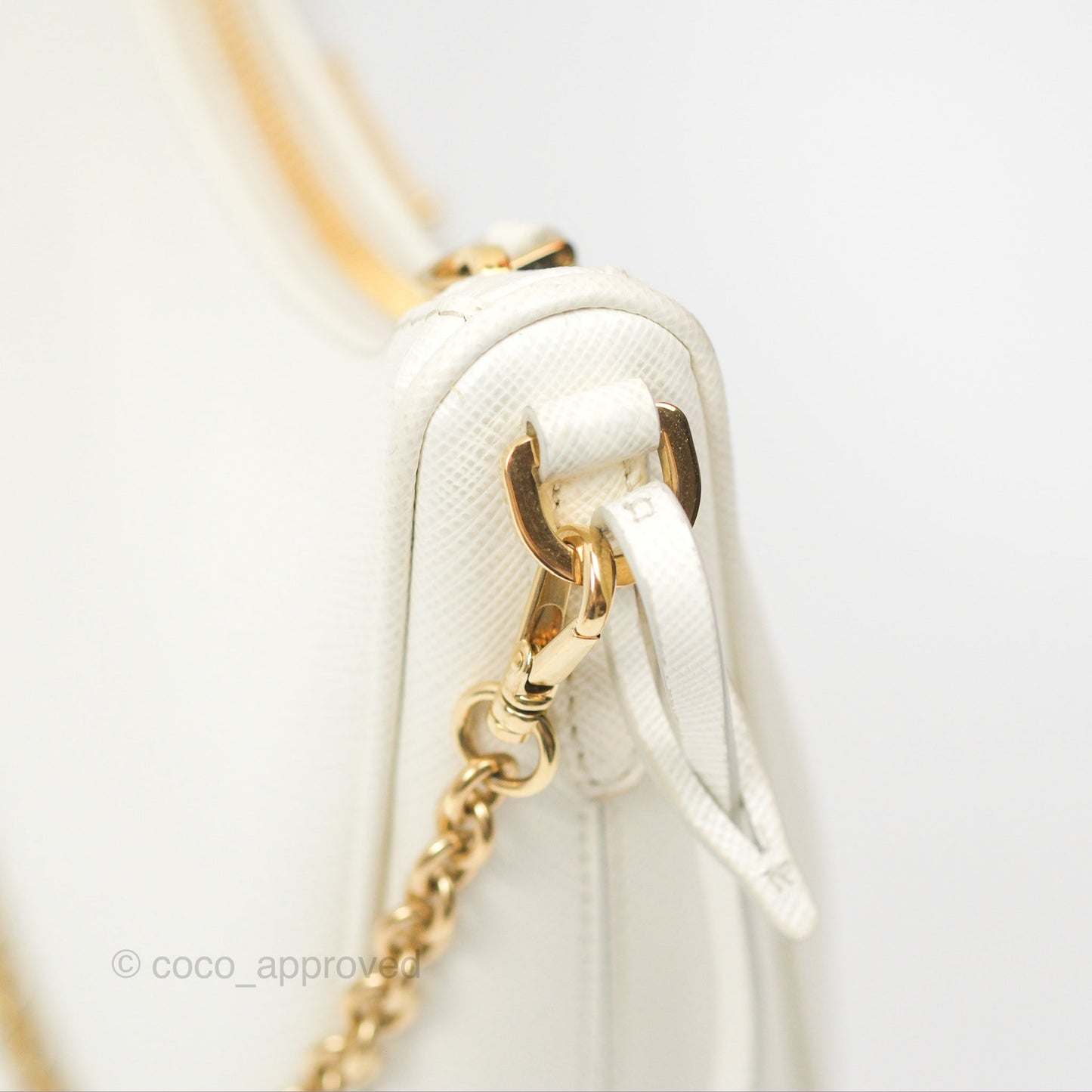 Prada Re-Edition 2005 Ivory White Saffiano Leather Bag Gold Hardware