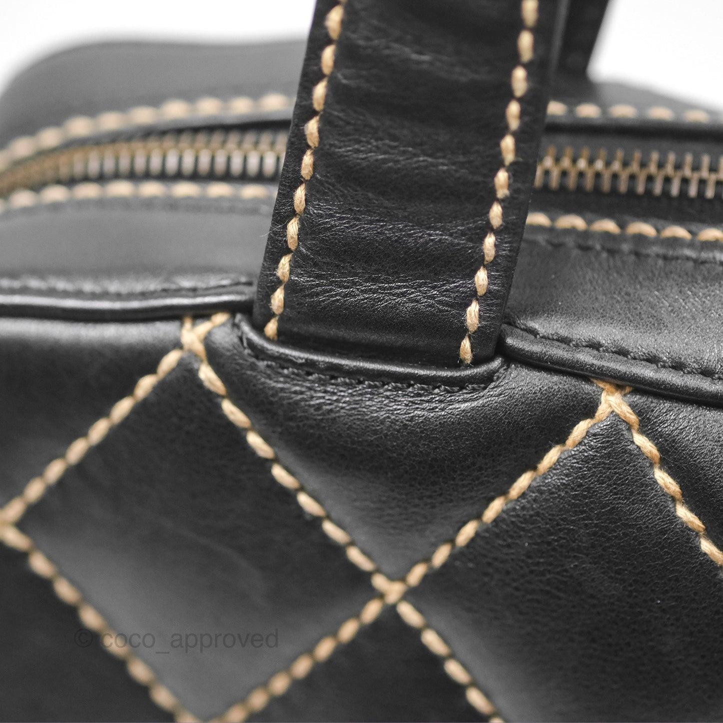 Chanel Vintage Wild Stitch Tote Bag Lambskin Black