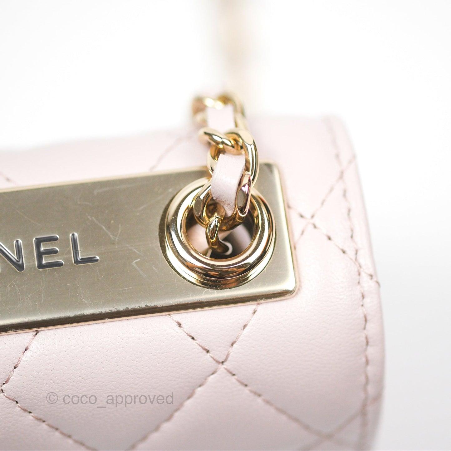 Chanel Mini Quilted Trendy CC Clutch With Chain Light Pink Lambskin Gold Hardware