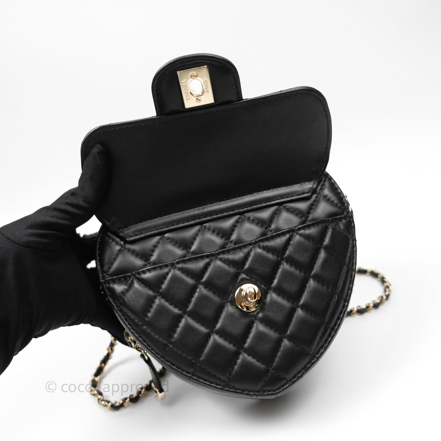 Chanel Large Heart Bag Black Lambskin Gold Hardware 22S