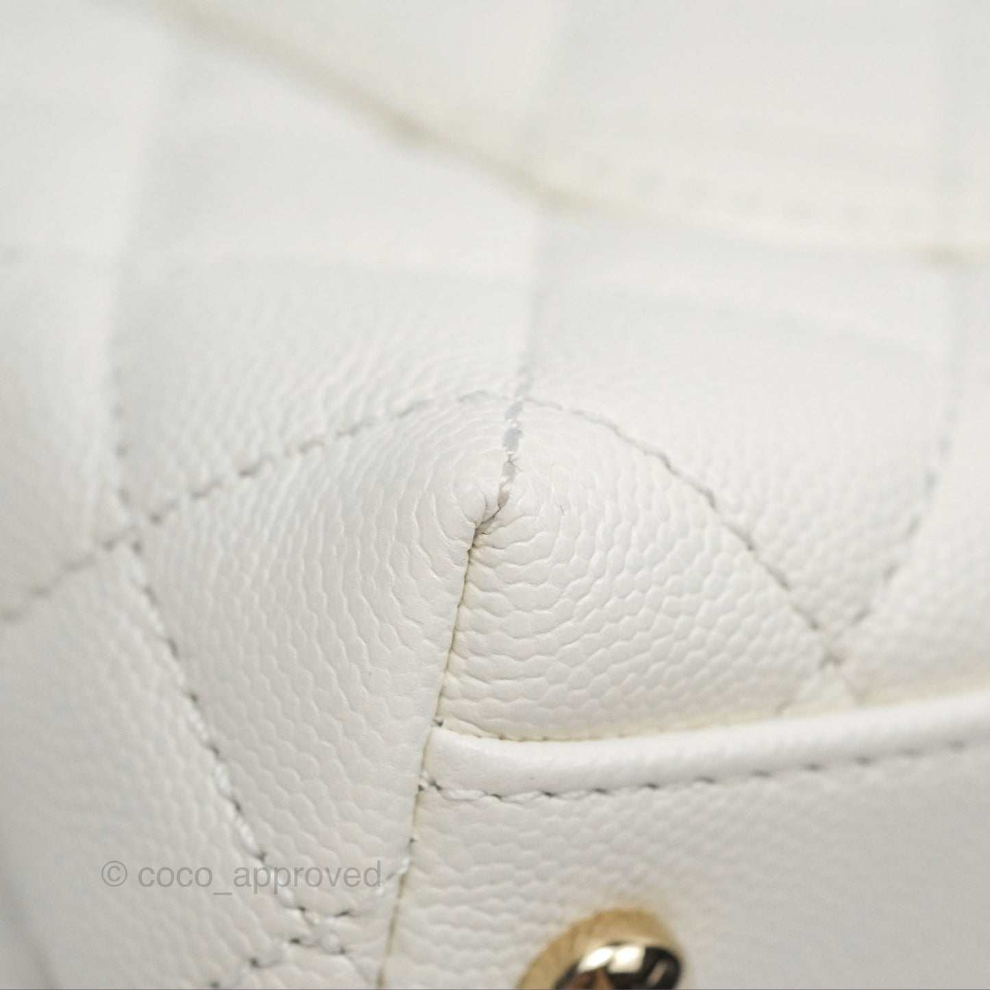 Chanel Mini Coco Handle White Caviar Gold Hardware