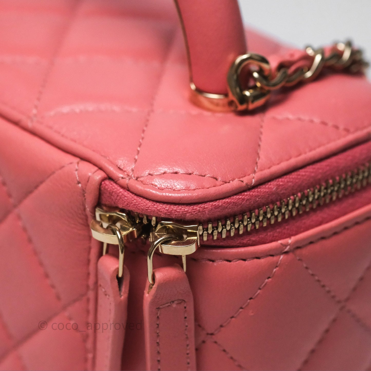 Chanel Vanity Rectangular Top Handle Pink Lambskin Gold Hardware