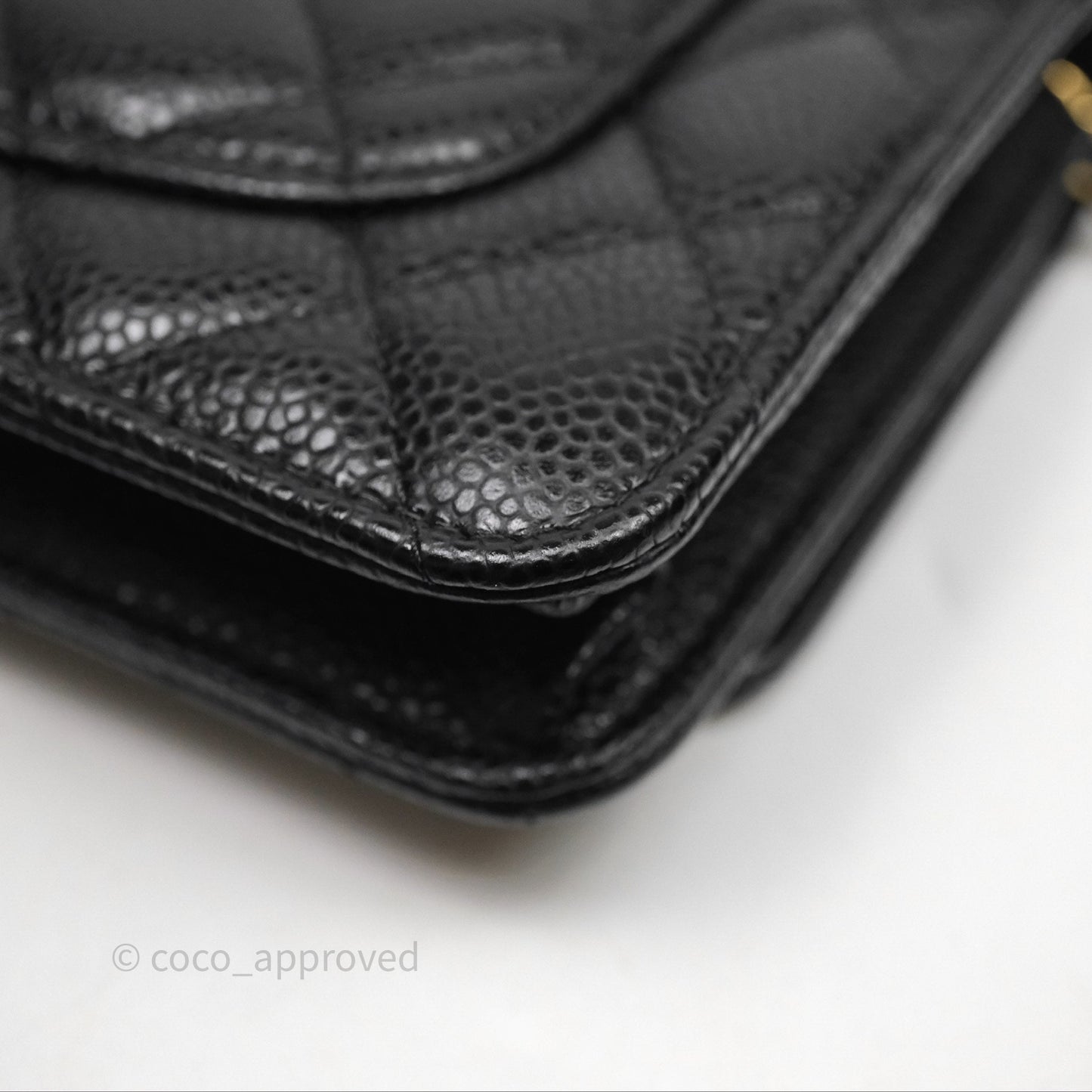 Chanel Classic Quilted Wallet On Chain WOC Black Caviar Gold Hardware