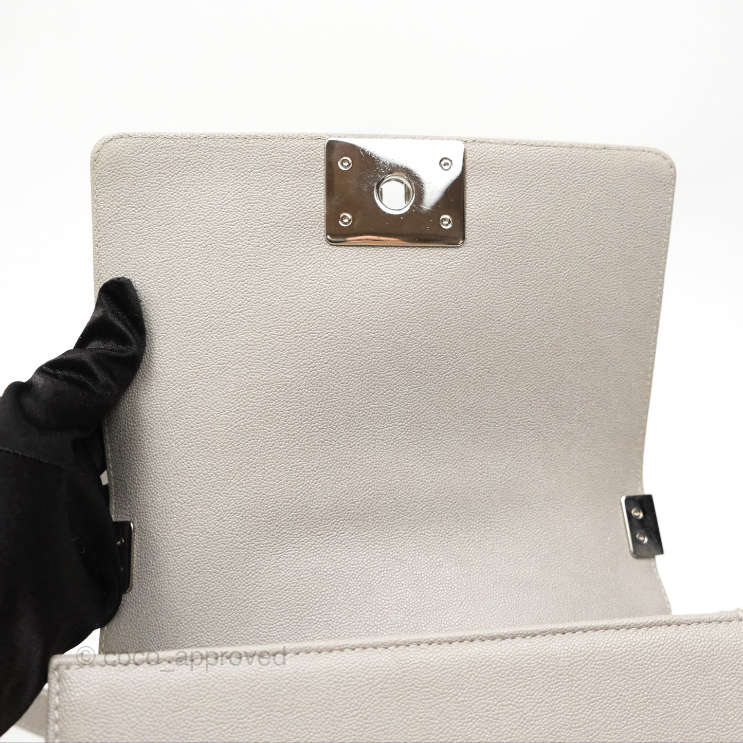 Chanel Small Boy Grey Caviar Silver Hardware