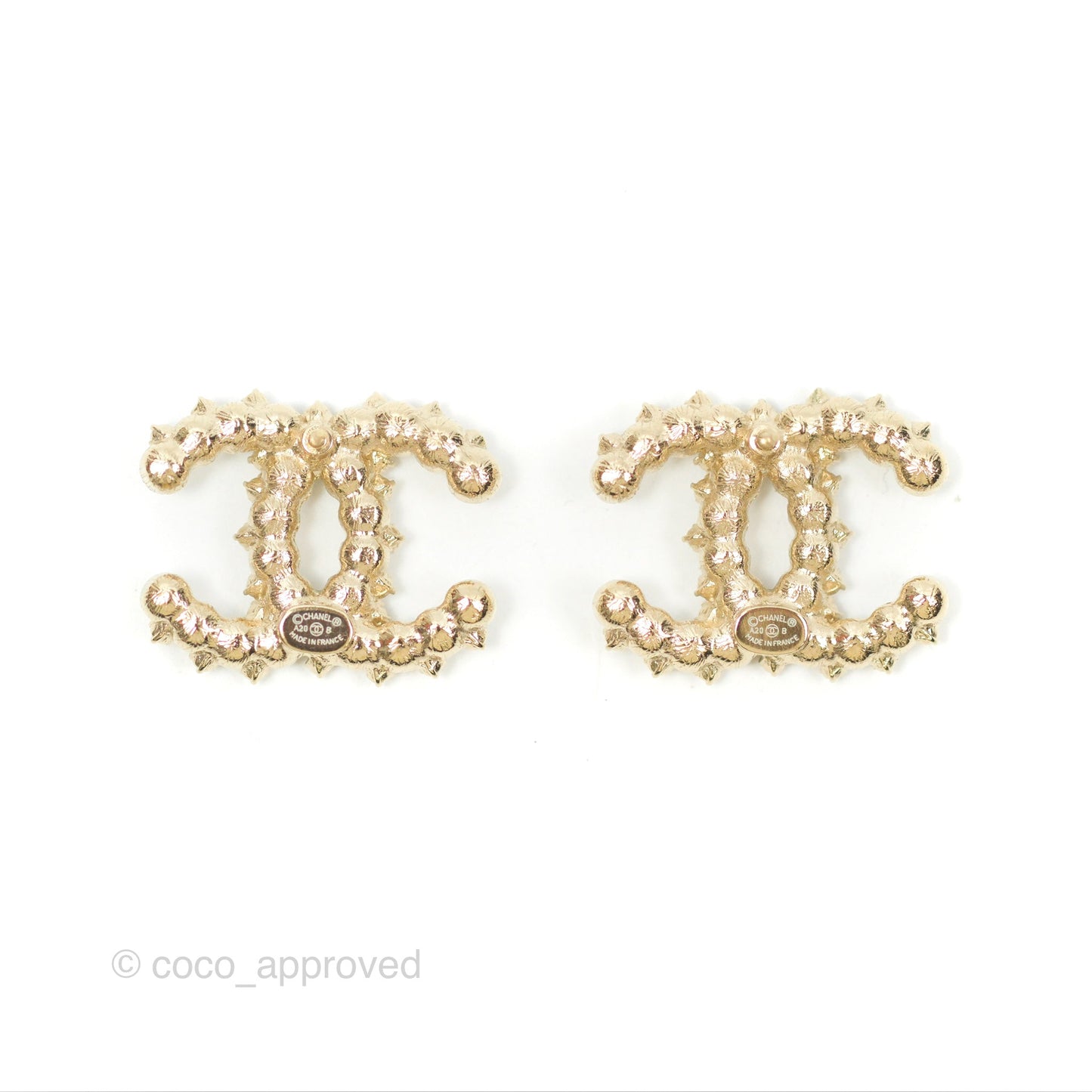 Chanel CC Crystal Pearl Earrings Gold Tone