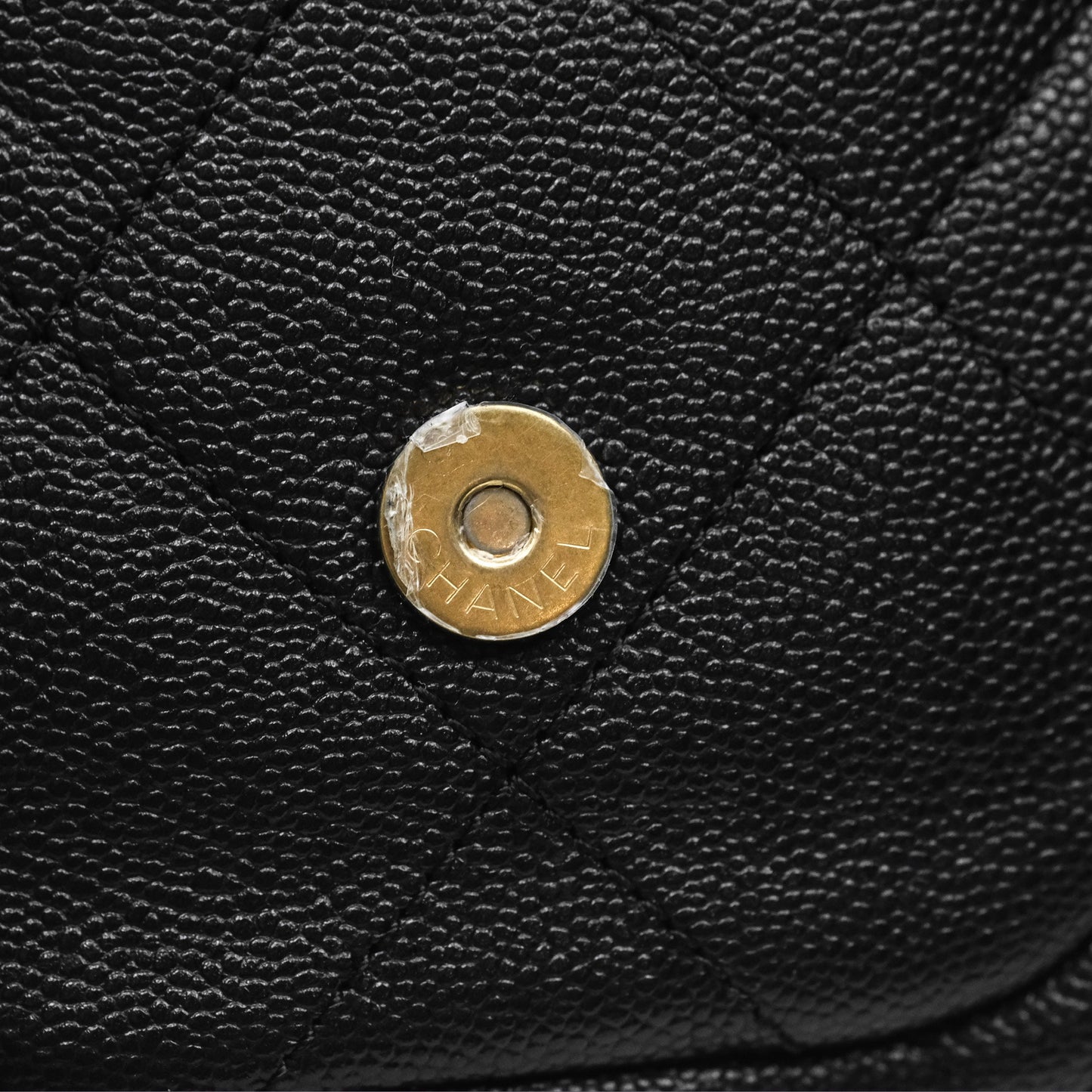 Chanel Double Pocket Hobo Bag Black Caviar Brushed Gold Hardware