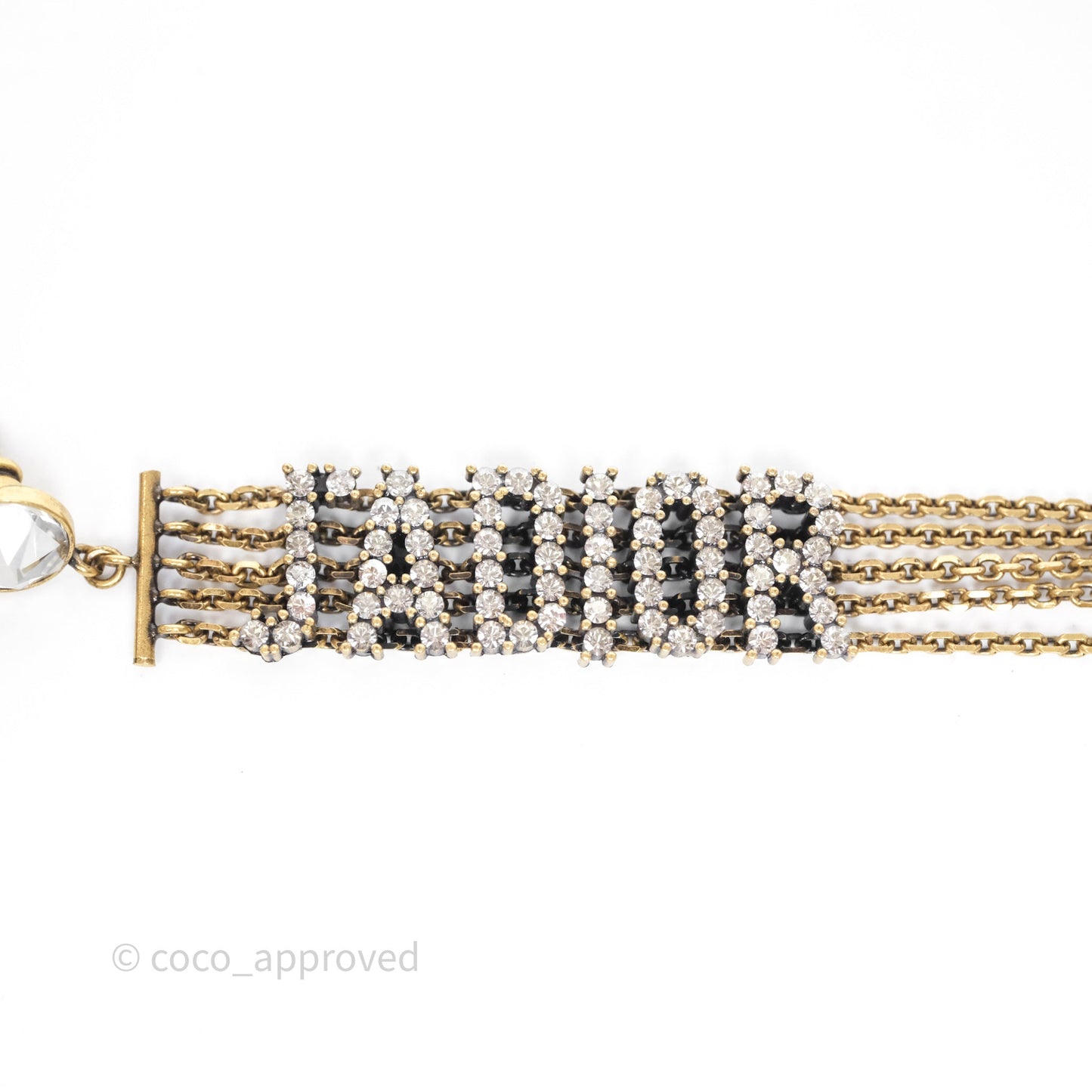 Christian Dior Crystal J'Adior Dangle Chain Earrings Gold Tone