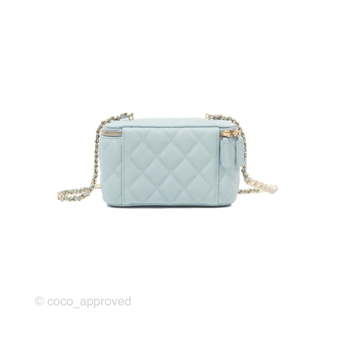 Chanel Vanity with CC Chain Light Blue Caviar Gold Hardware