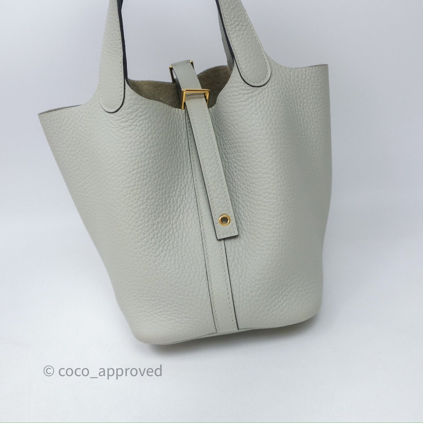 Hermès Picotin Lock 18 Gris Névé 0V Clemence Gold Hardware