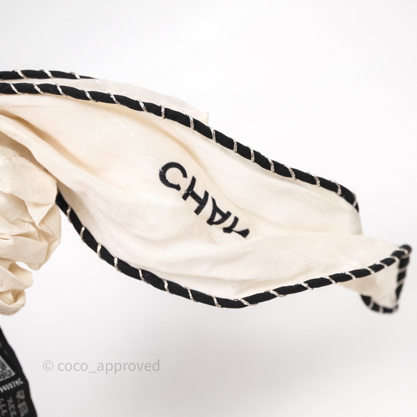 Chanel Bow Silk Hair Accessory Ivory & Black