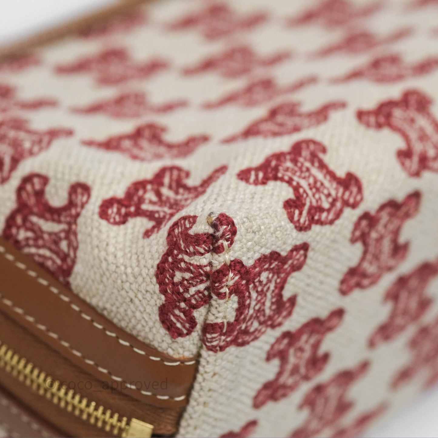 Celine Clutch With Chain in Triomphe Embroideries Red/ Ecru