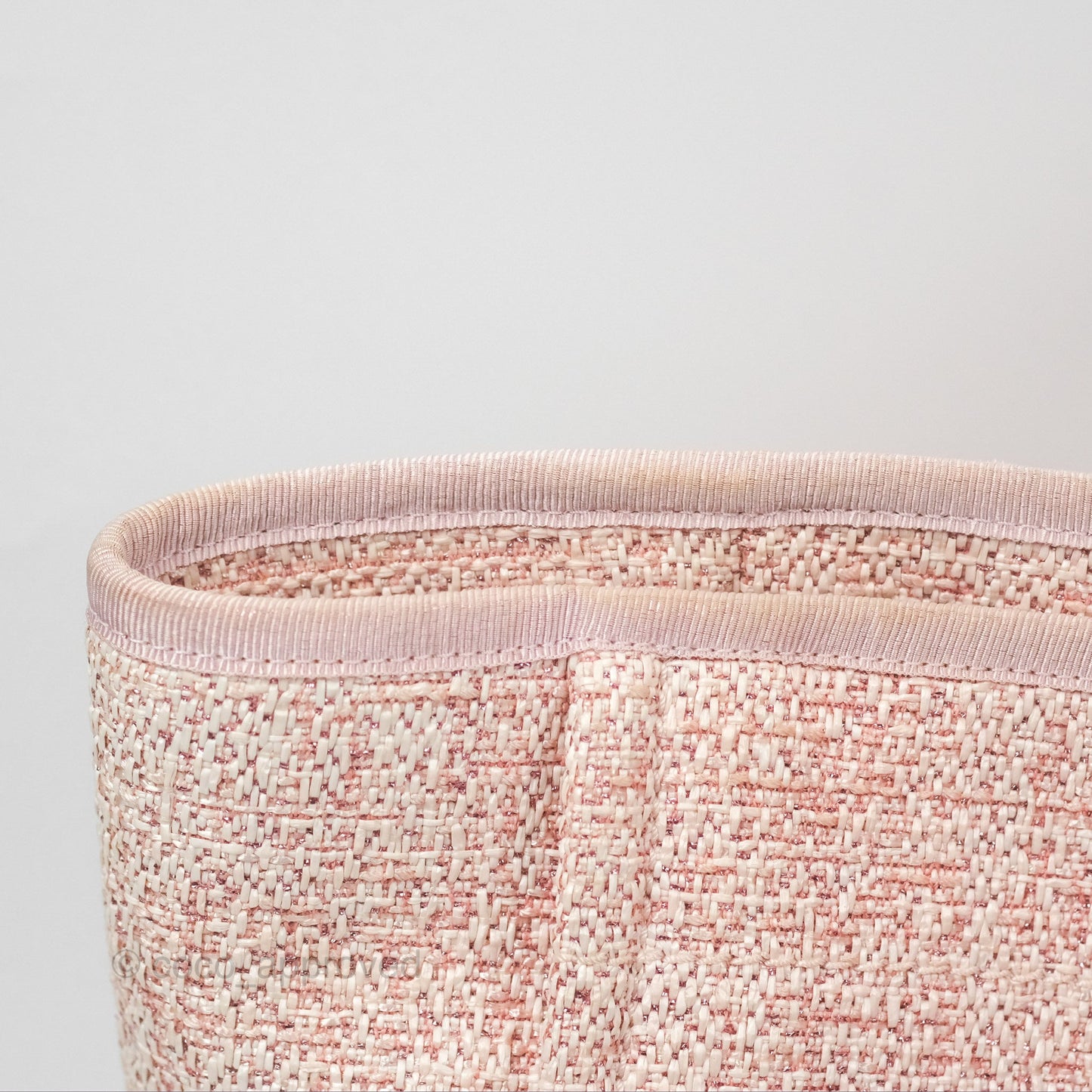 Chanel Large Deauville Tote Pink Woven Tweed Gold Hardware