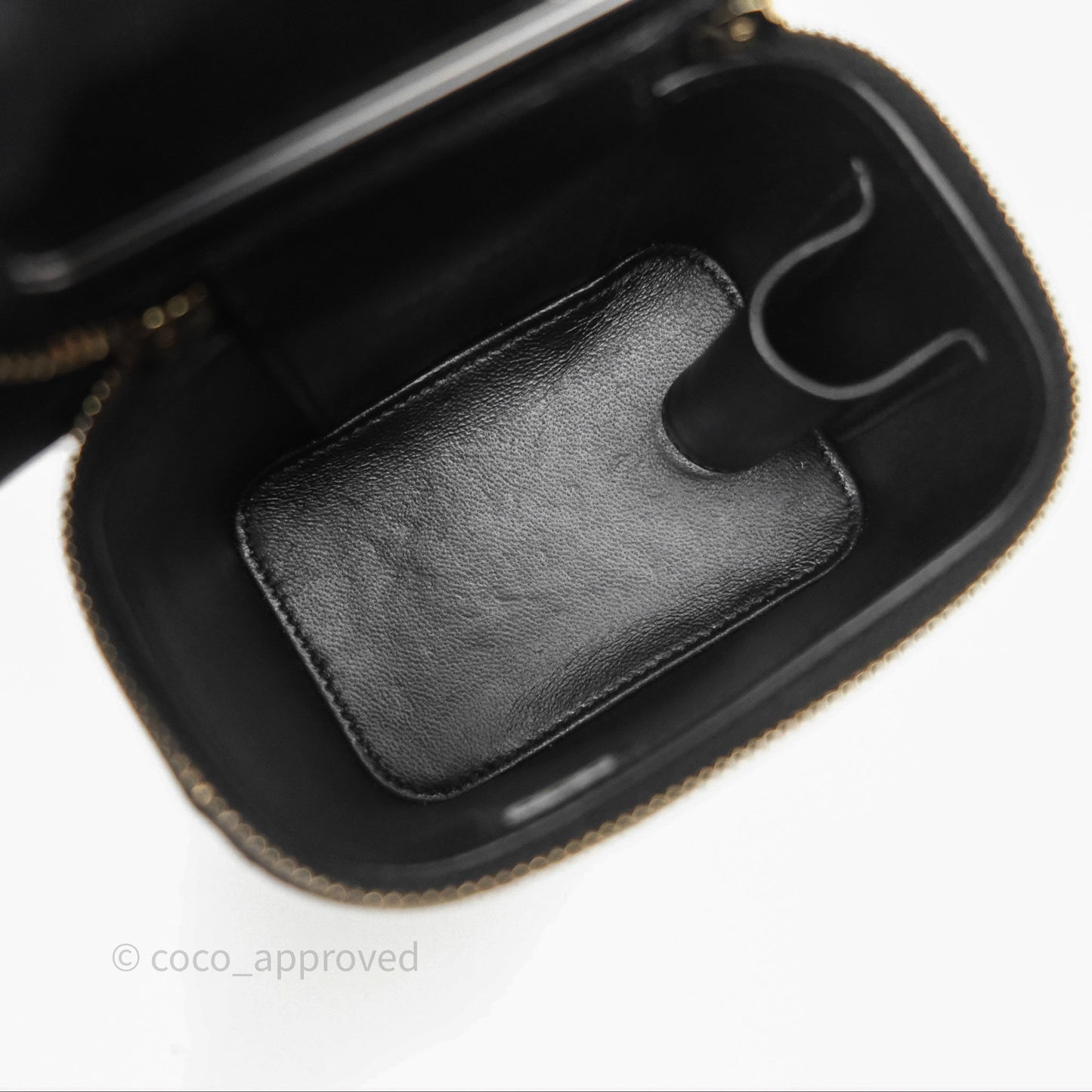 Chanel Mini Metal Top Handle Vanity With Chain Black Lambskin Aged Gold Hardware
