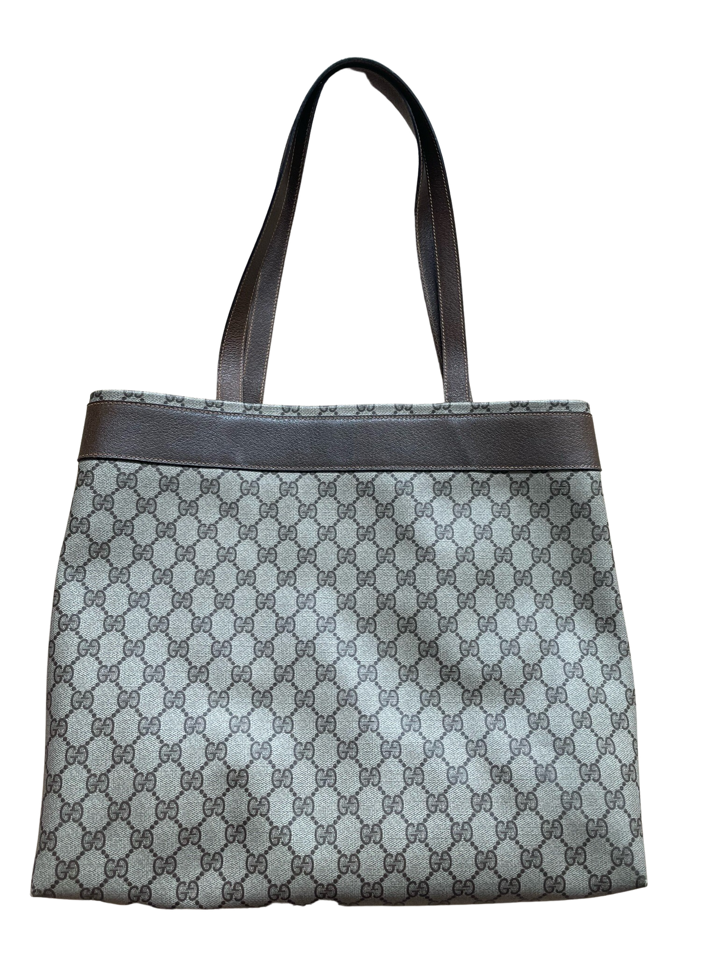 Luxury Gucci GG Beige & Brown Leather Tote Bag