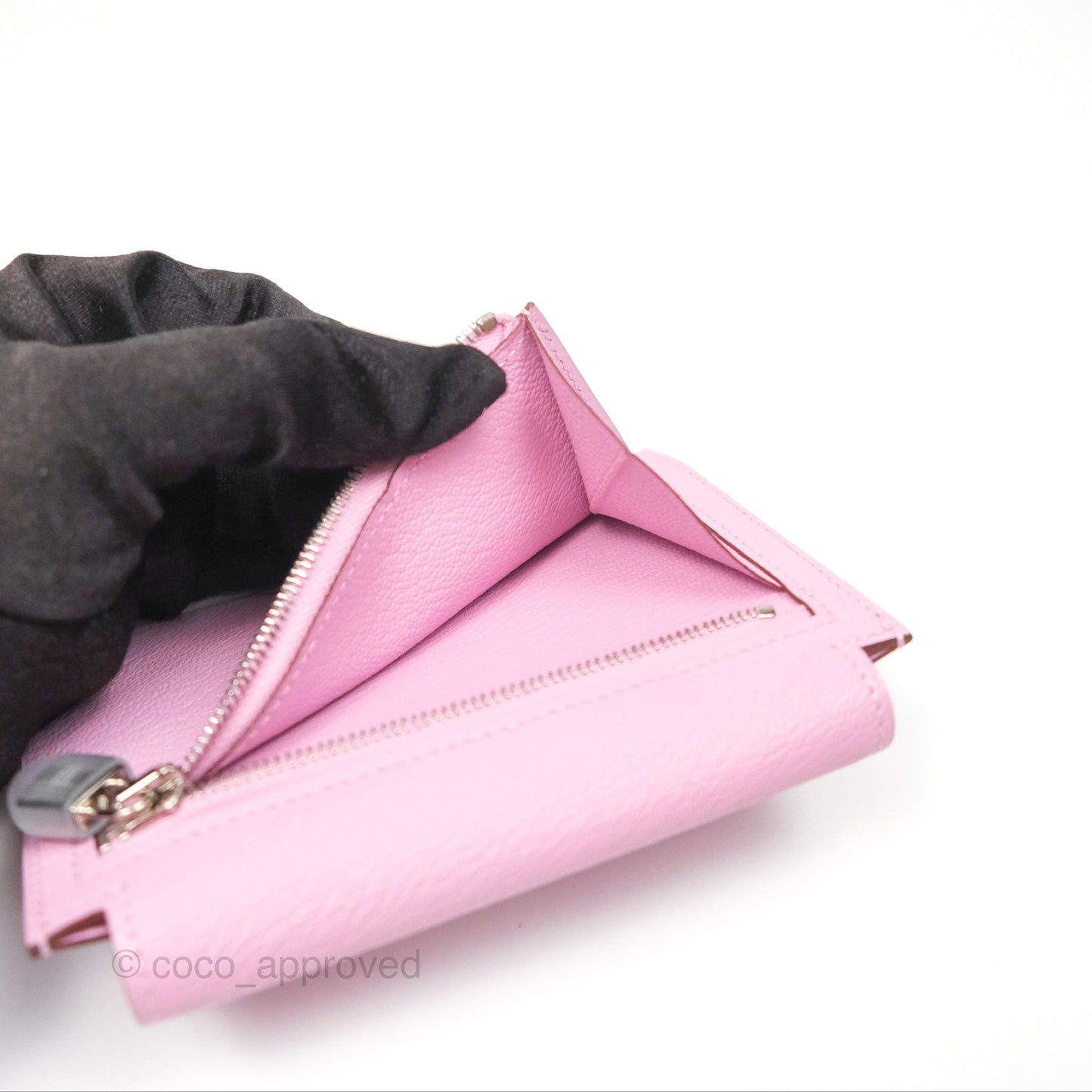Hermès Kelly Pocket Compact Wallet Mauve Sylvester Palladium Hardware