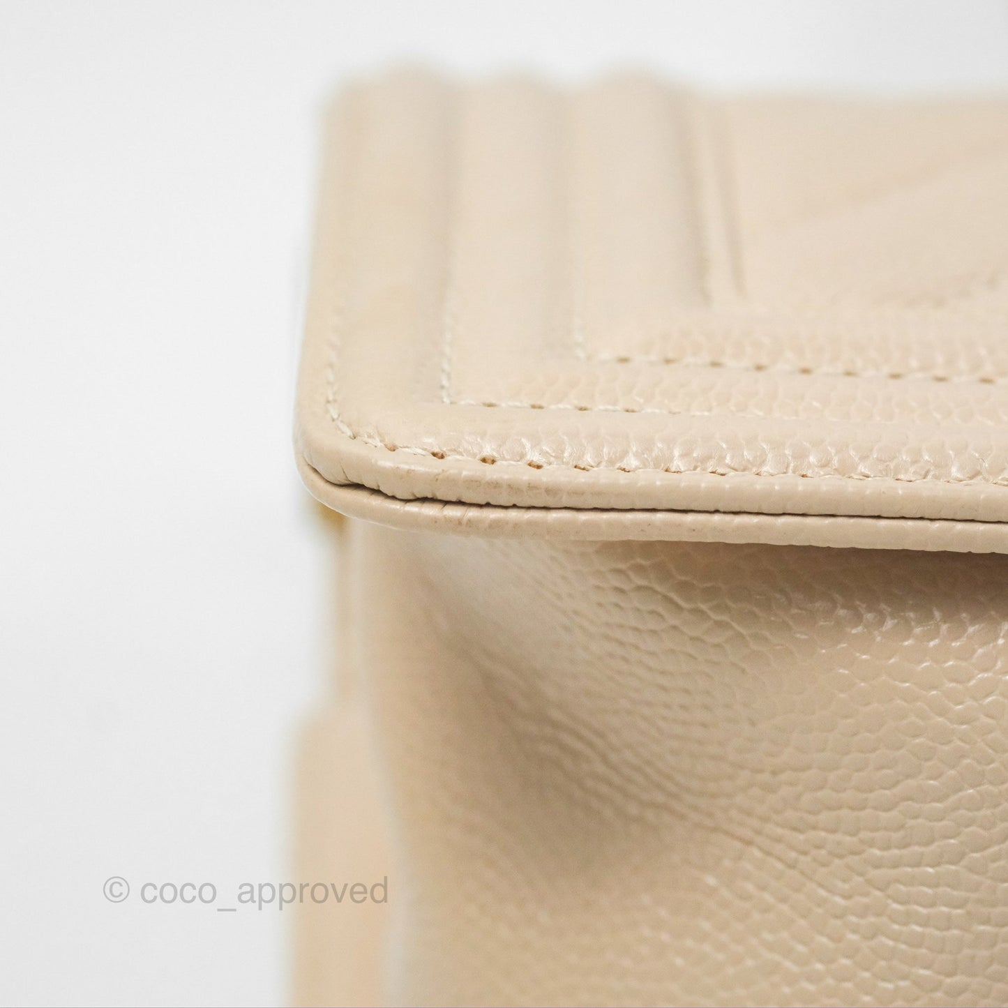 Chanel Chevron Small Boy Cream Ivory Caviar Aged Gold Hardware