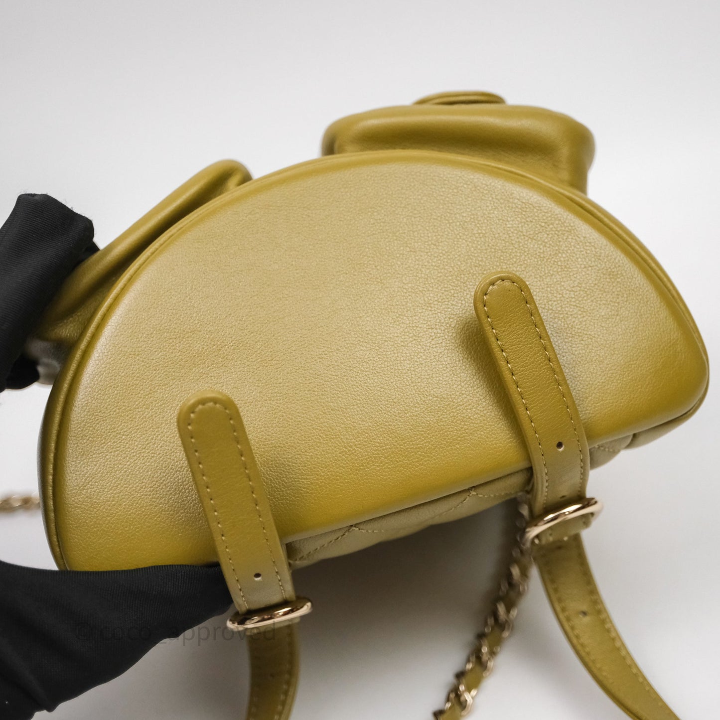 Chanel Mini Duma Backpack Olive Green Calfskin Gold Hardware