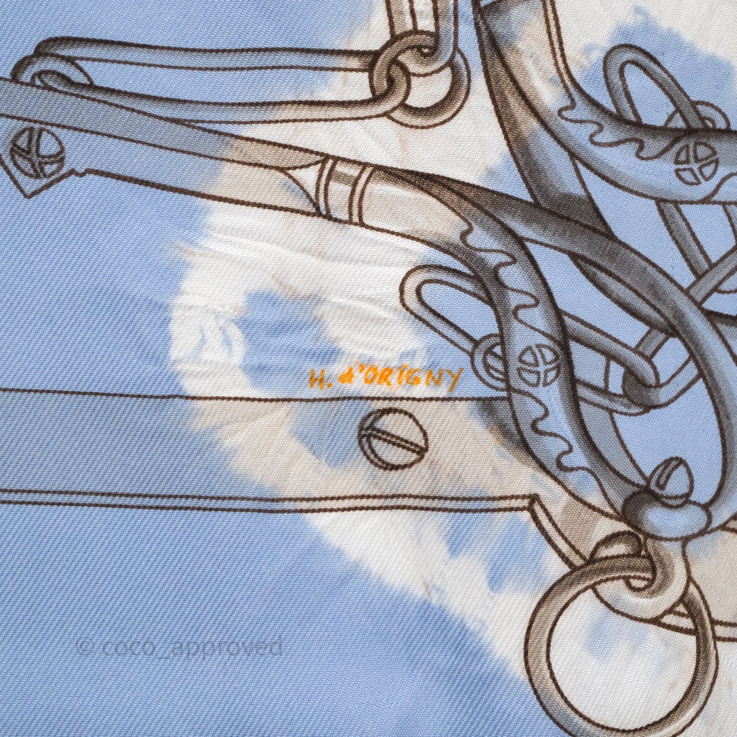 Hermès Mors et Gourmettes Scarf Light Blue