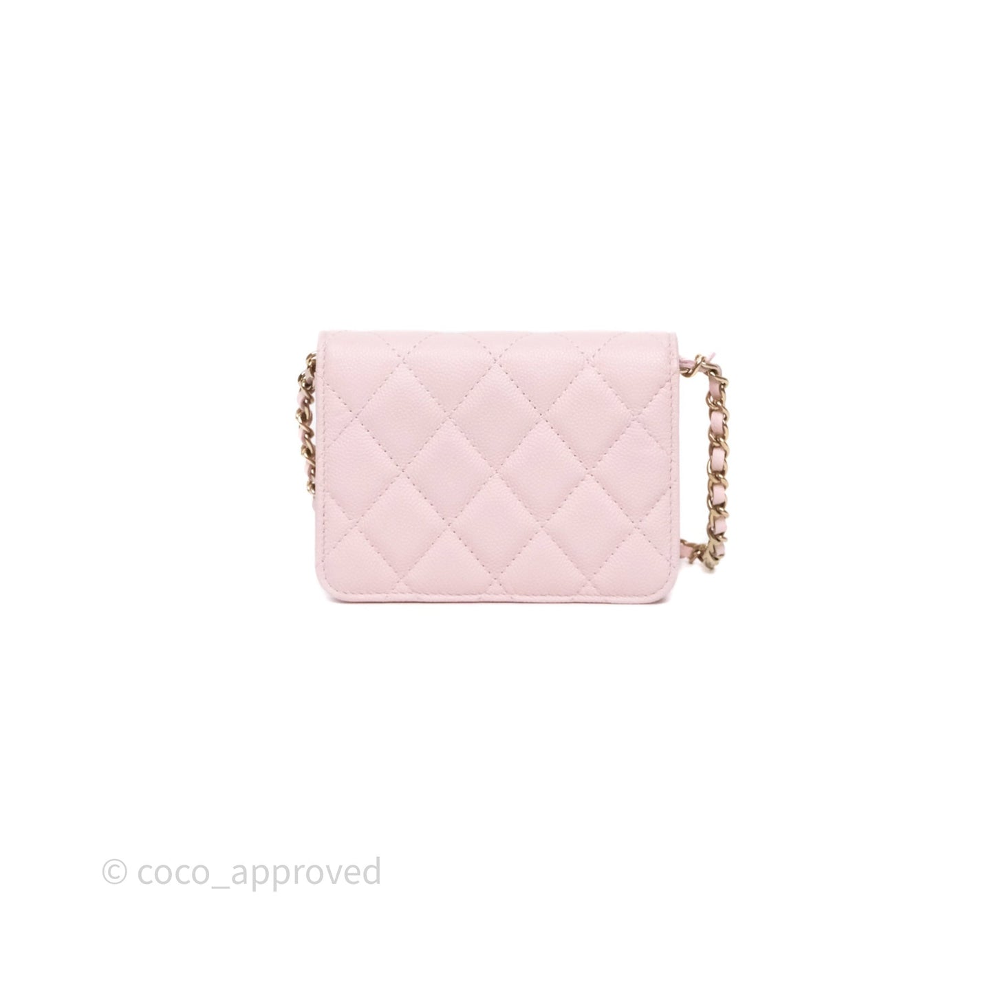Chanel Mini Clutch With Chain Light Pink Caviar Gold Hardware