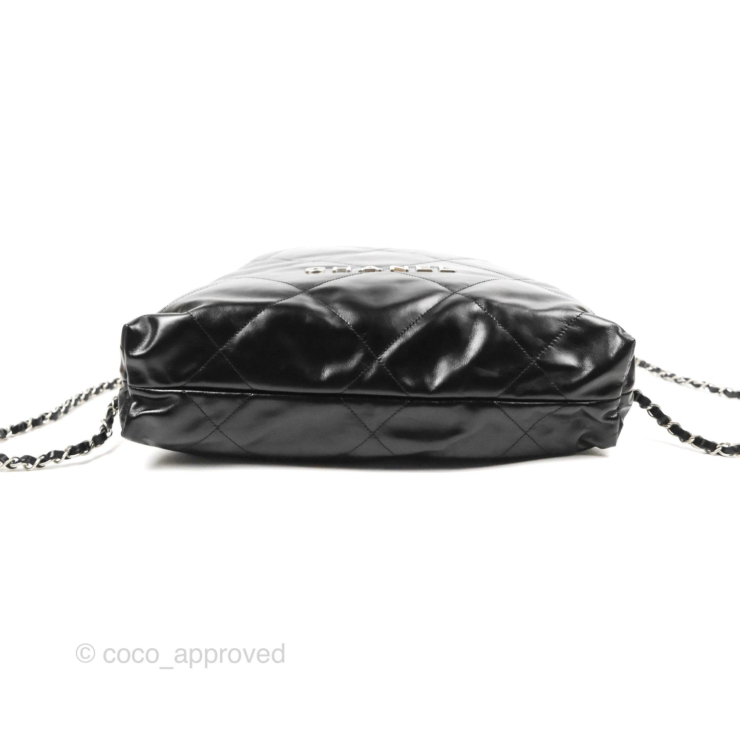 Chanel 22 Medium Shiny Calfskin Quilted Backpack Black