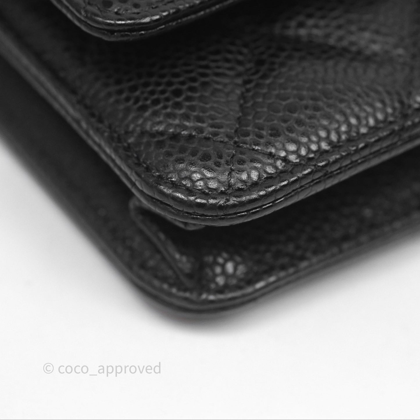 Chanel Classic Quilted Wallet On Chain WOC Black Caviar Gold Hardware