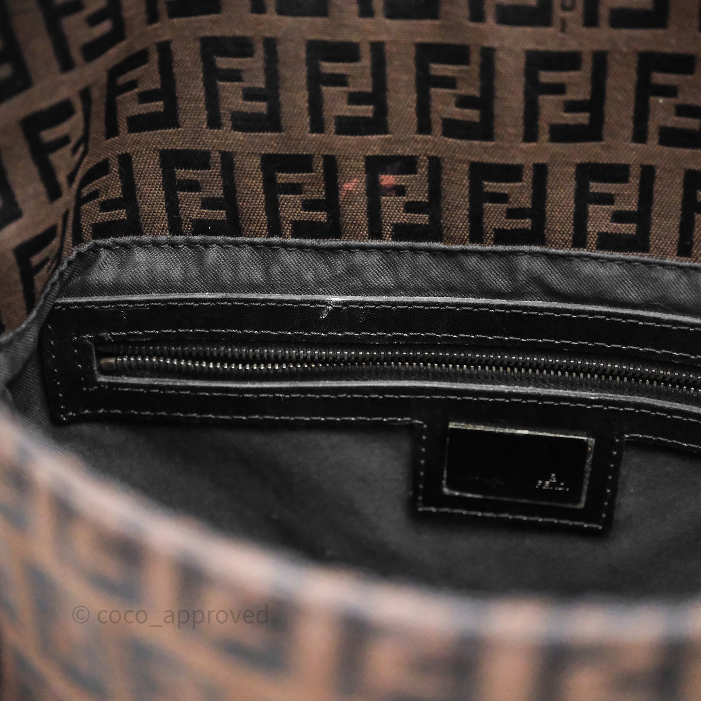 Fendi Vintage Mamma Baguette Bag Zucchino Dark Brown/ Black