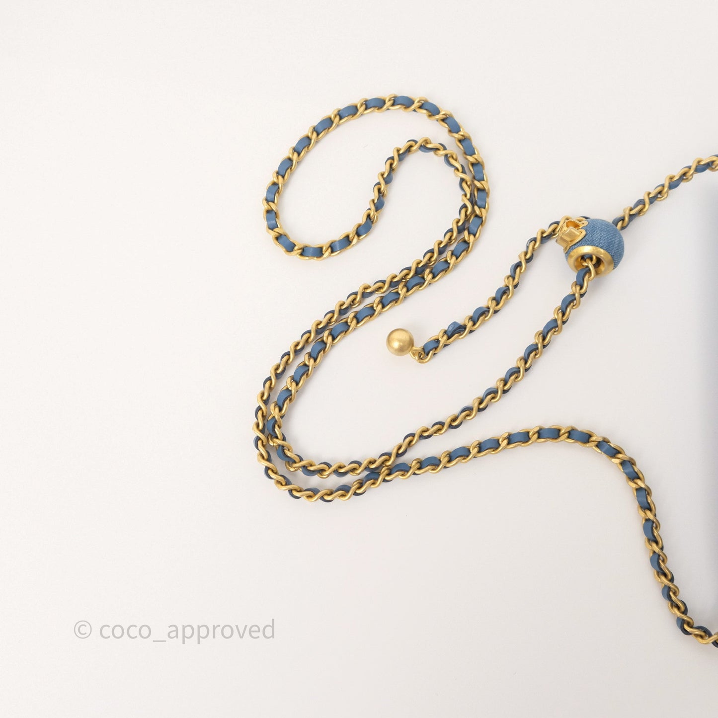 Chanel Quilted Pearl Crush Wallet on Chain WOC Denim Aged Gold Hardware