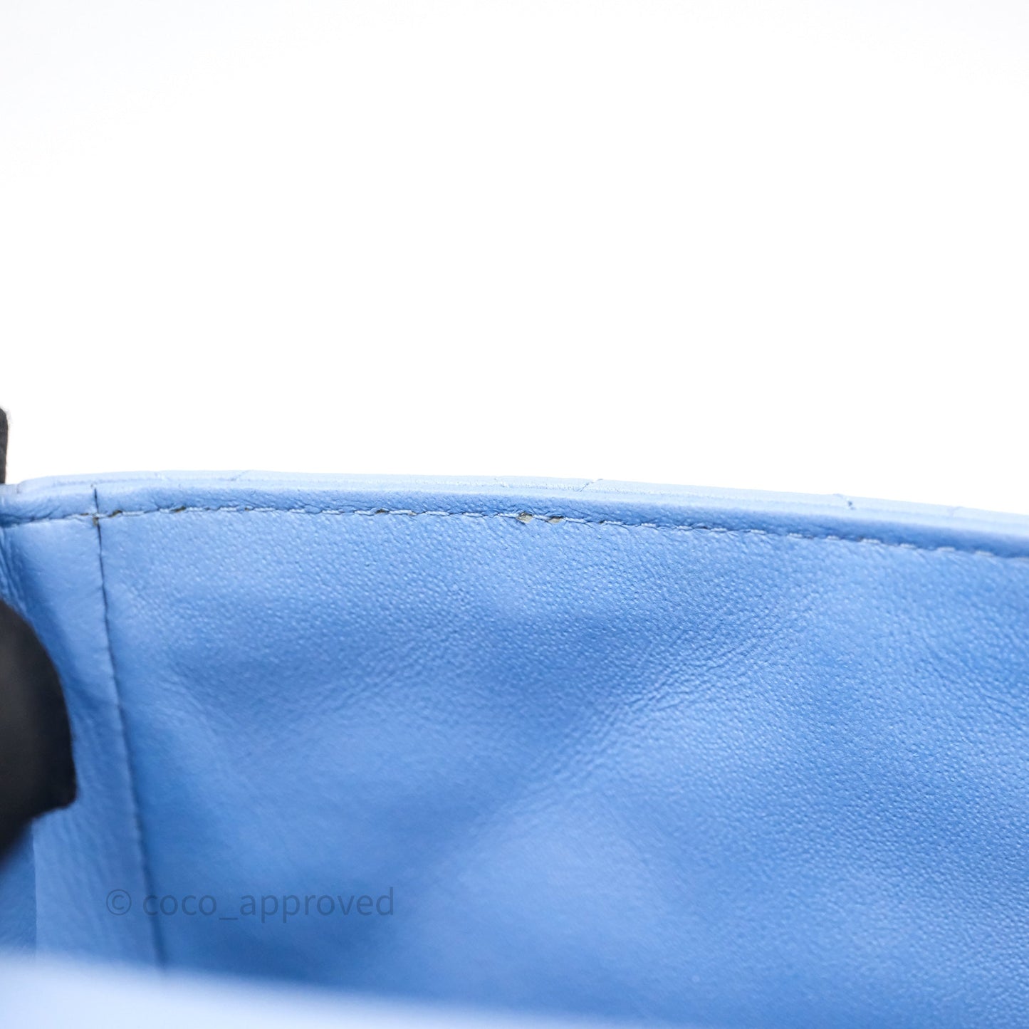 Chanel Mini Square Quilted Sky Blue Lambskin Gold Hardware
