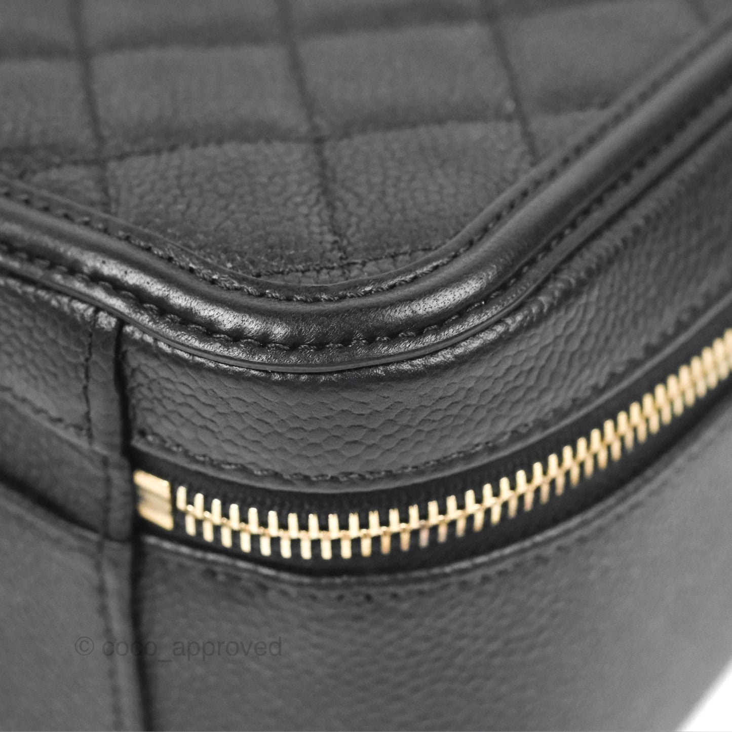 Chanel Quilted Large CC Filigree Vanity Case Black Caviar Gold Hardware