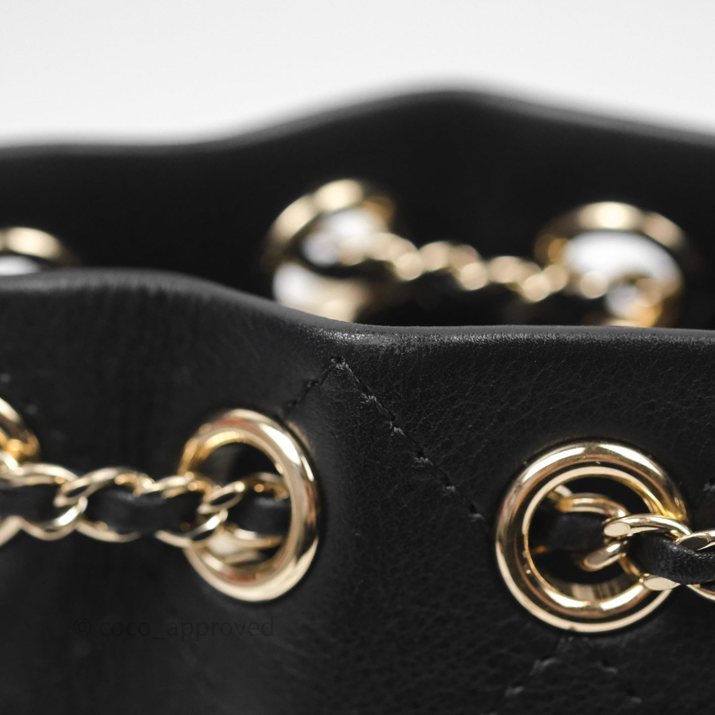 Chanel Quilted Drawstring Bucket Bag Black Calfskin Gold Hardware