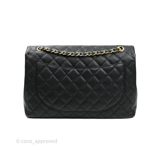 Chanel Classic Single Flap Maxi Black Caviar Gold Hardware