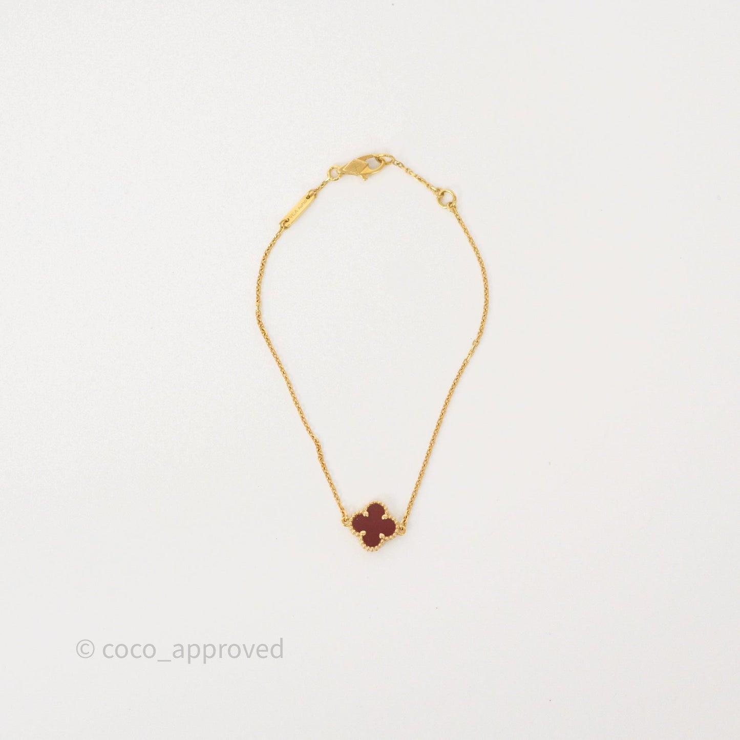 Van Cleef & Arpels Sweet Alhambra Bracelet Rose Gold Red Carnelian