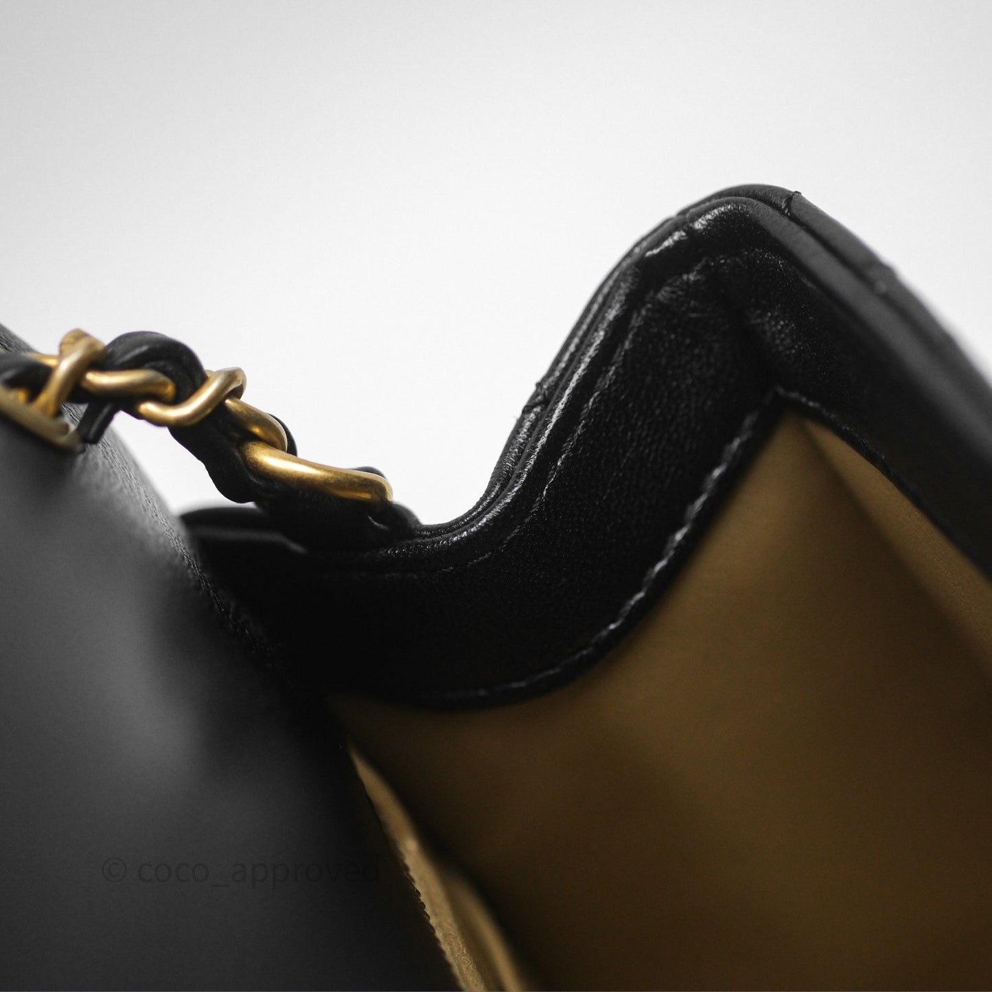 Chanel Pearl Crush Mini Square Quilted Black Lambskin Aged Gold Hardware