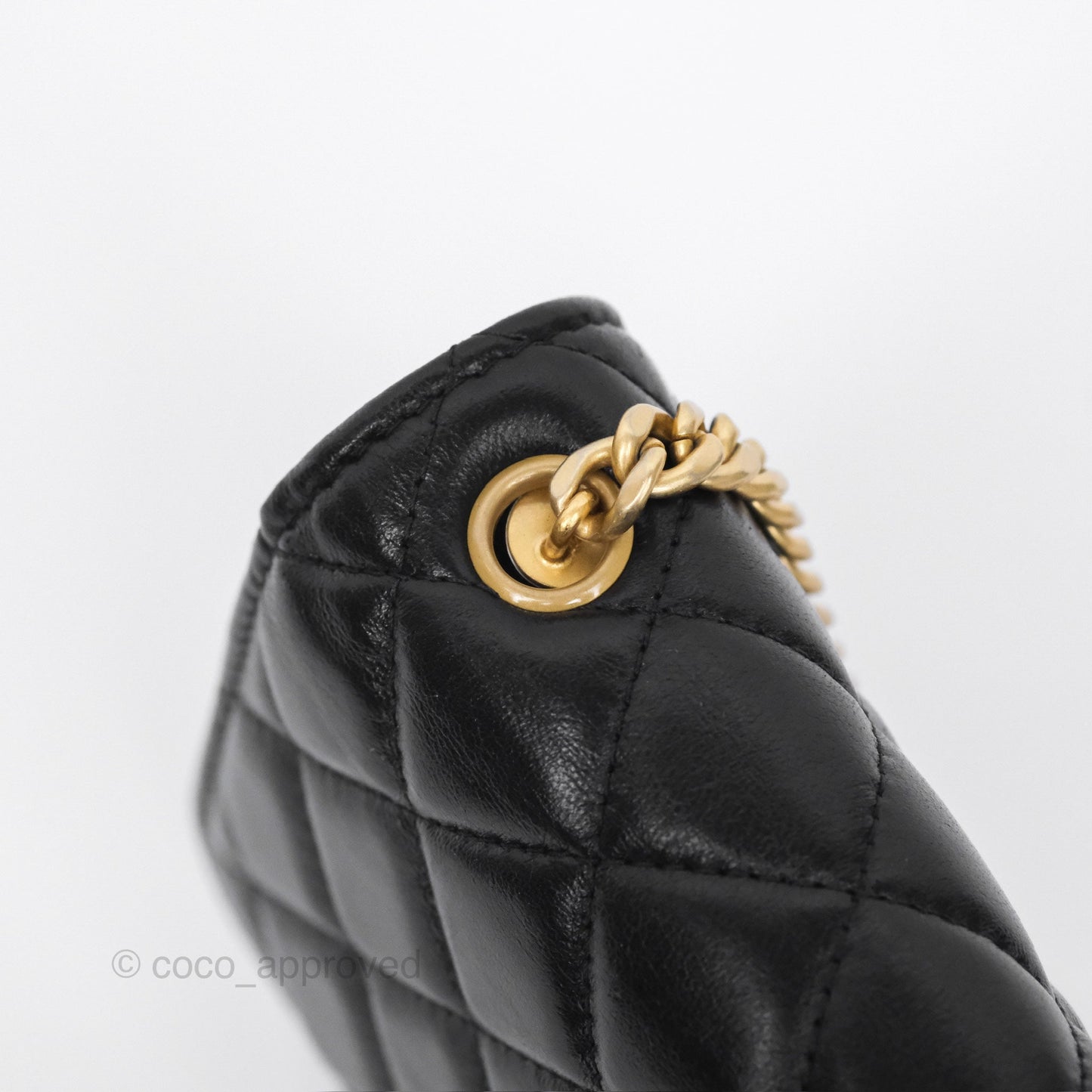 Chanel All Slide Wallet on Chain WOC Adjustable Chain Quilted Black Lambskin 22K