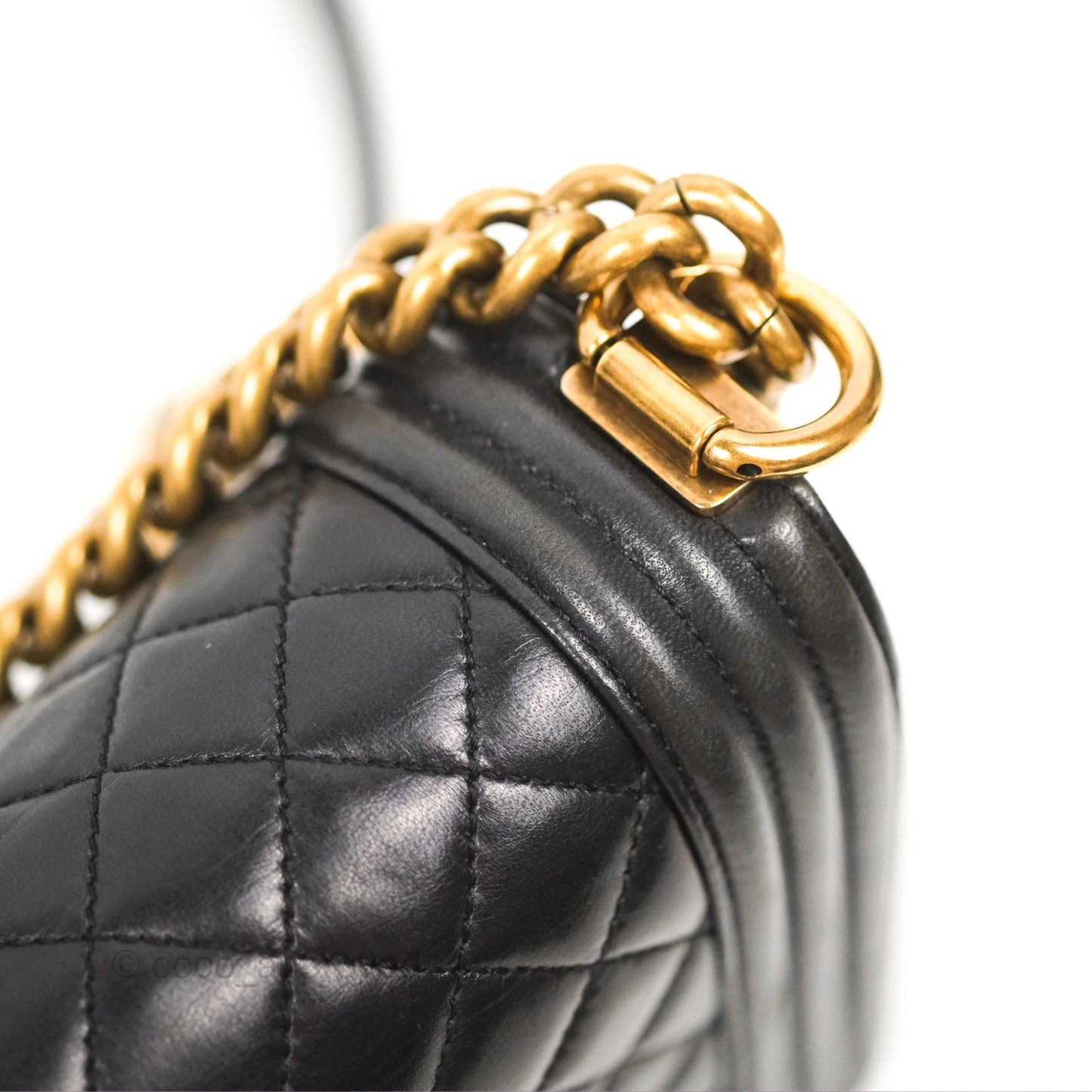 Chanel Quilted Medium Boy Black Lambskin Aged Gold Hardware