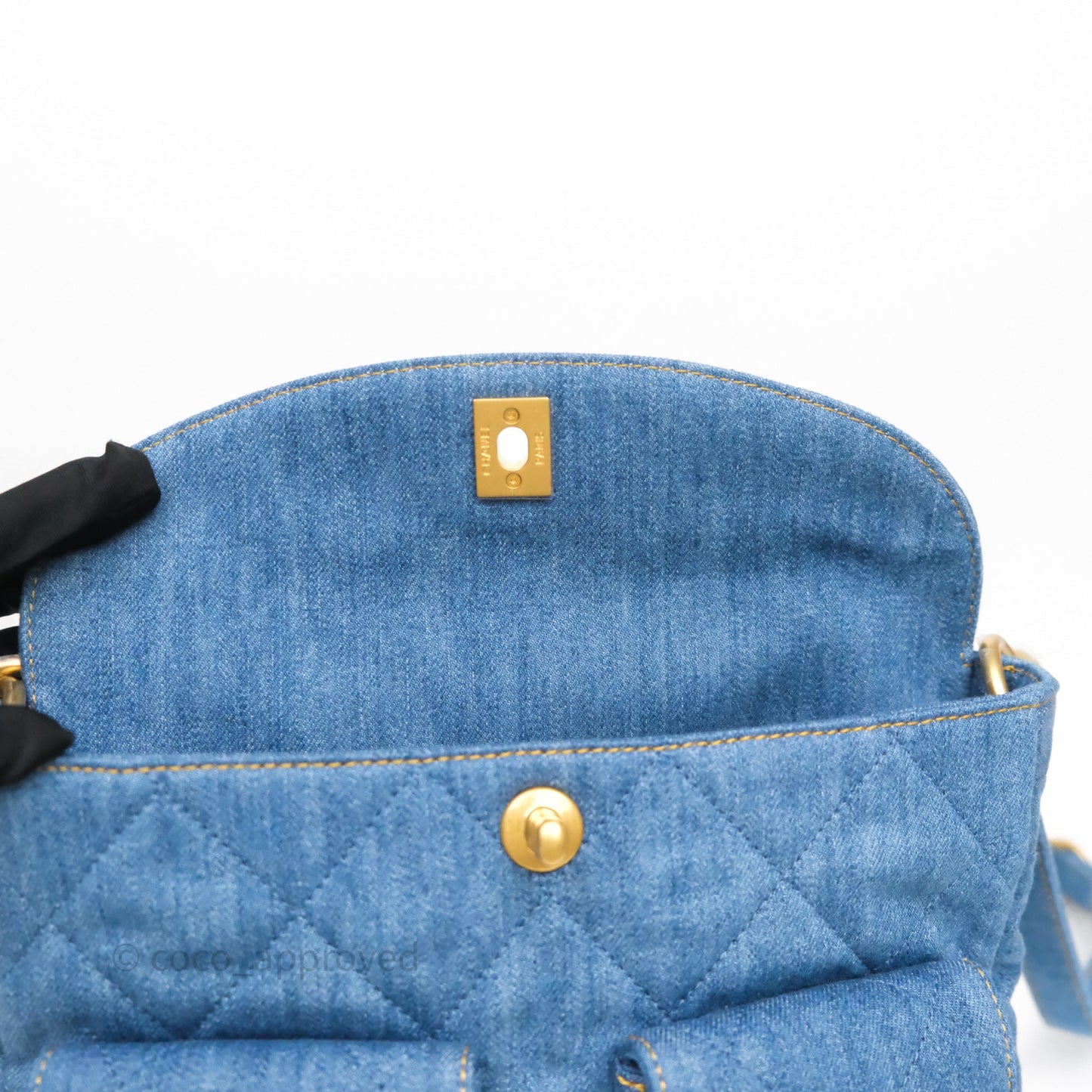 Chanel Double Pocket Hobo Bag Blue Denim Aged Gold Hardware
