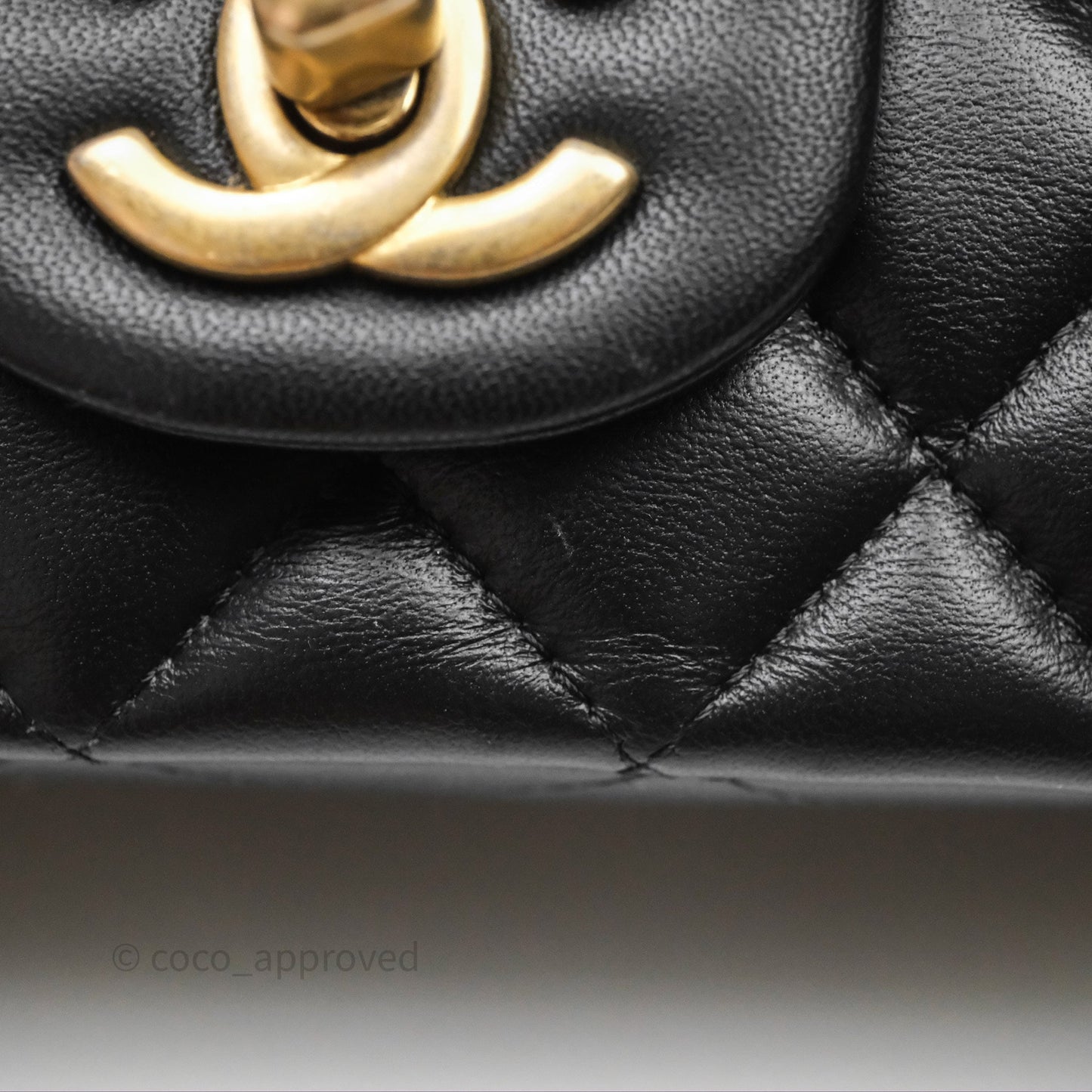 Chanel Metal Top Handle Mini Rectangular Flap Bag Black Lambskin Aged Gold Hardware