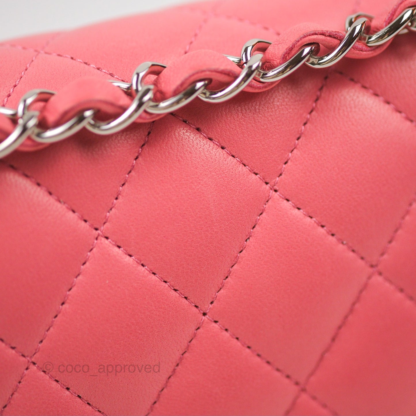 Chanel Classic M/L Medium Flap Quilted Pink Lambskin Silver Hardware