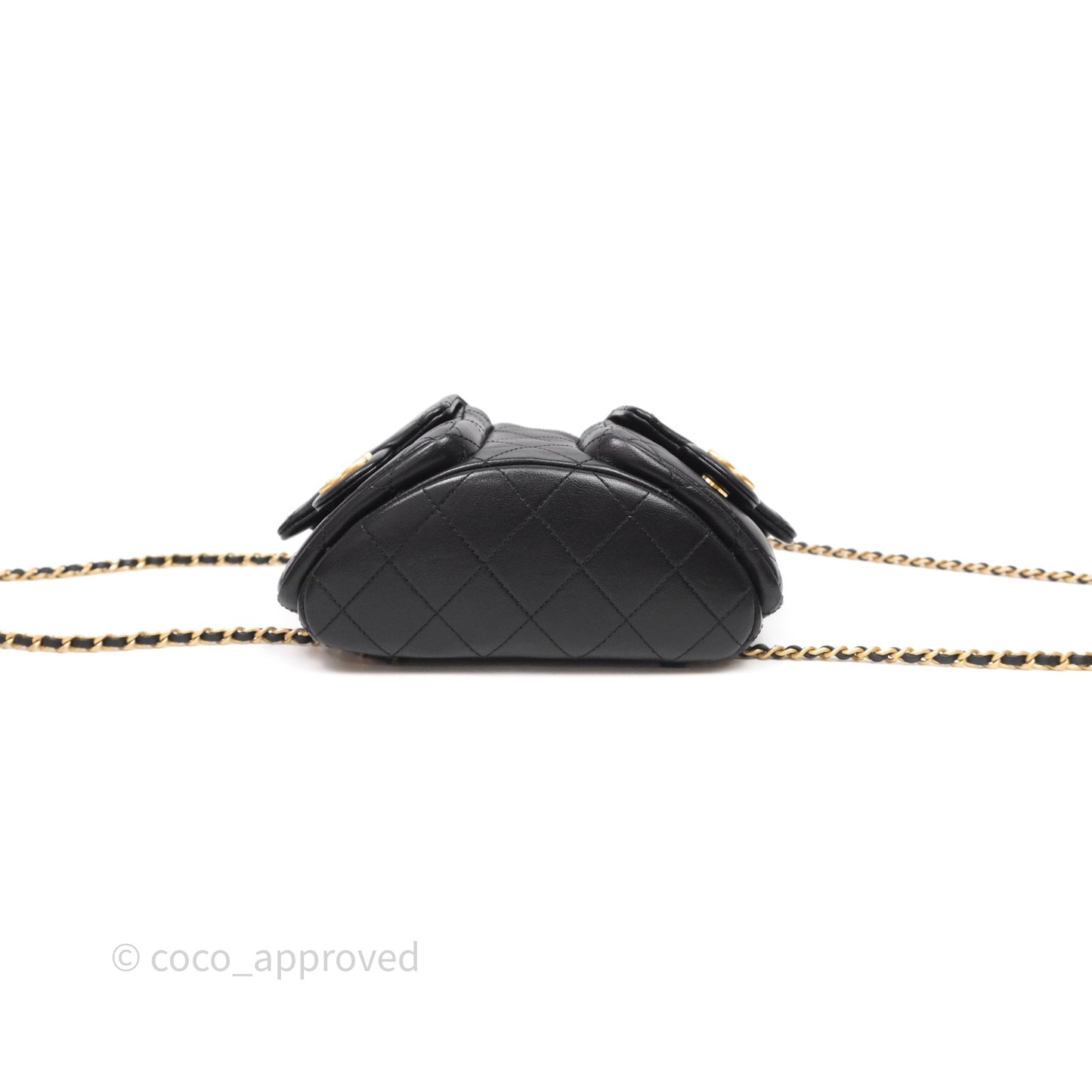 Chanel Double Pocket Black Lambskin Gold Hardware 25C