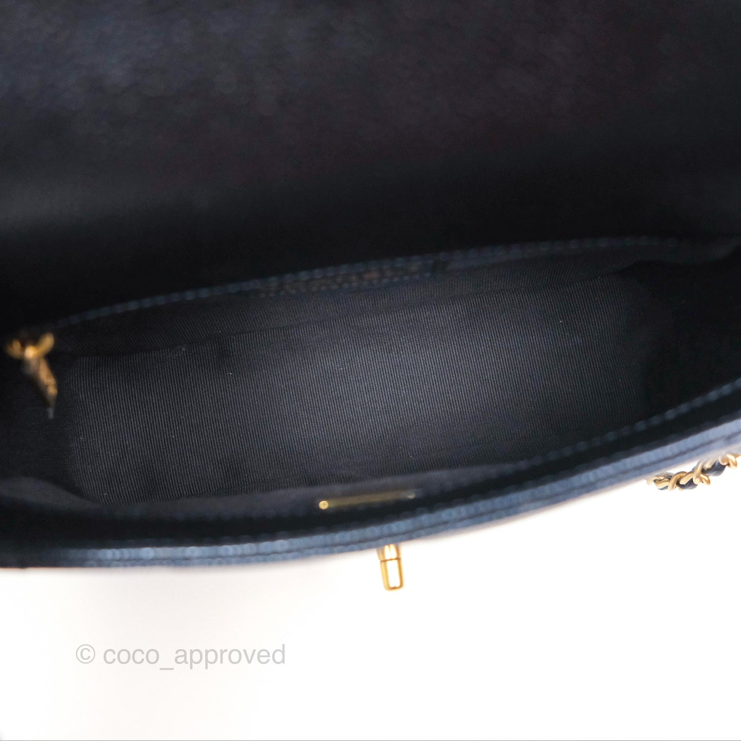 Chanel Quilted My Perfect Mini Iridescent Navy Caviar Aged Gold Hardware 21K