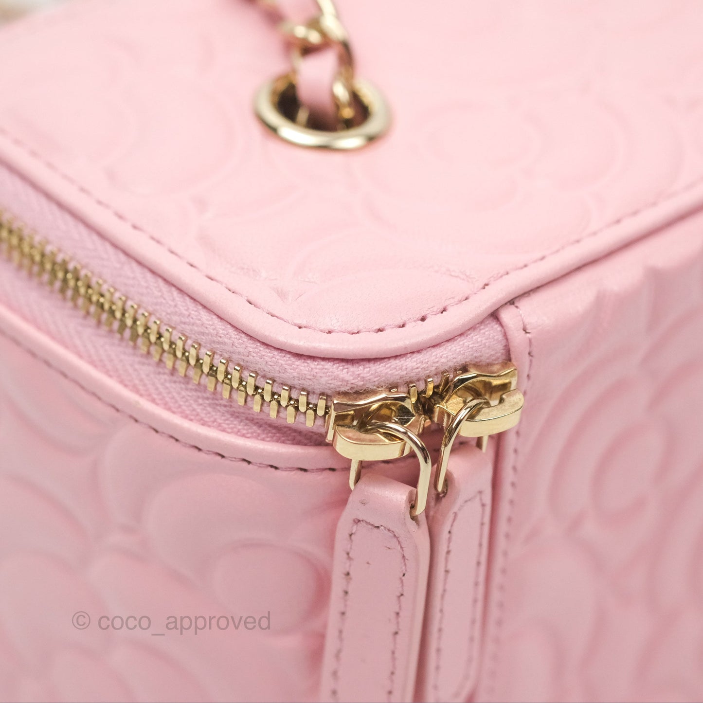 Chanel Vanity with Chain Camellia Embossed Pink Lambskin Gold Hardware