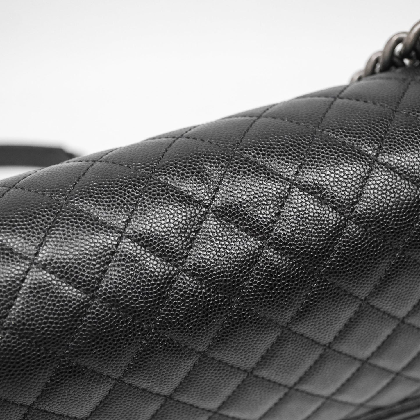 Chanel Medium Boy Quilted Black Caviar Ruthenium Hardware